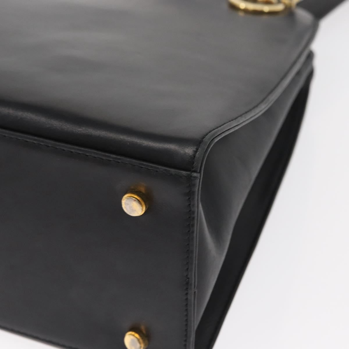 Salvatore Ferragamo Gancini Leather Black Leather Shoulder Bag Bag (Pre-Owned)