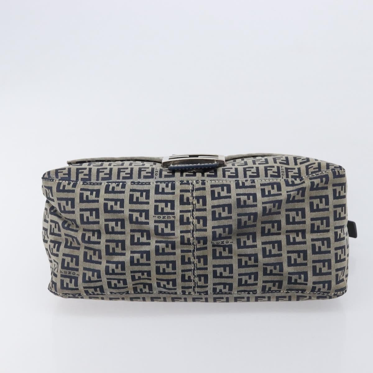 Fendi Zucchino Mamma Baguette Canvas Navy Canvas Shoulder Bag Bag (Pre-Owned)