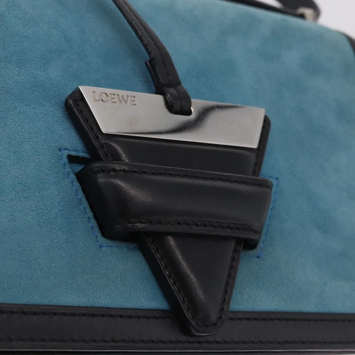 Loewe Barcelona Suede With Leather Blue Suede Shoulder Bag Bag (Pre-Owned)