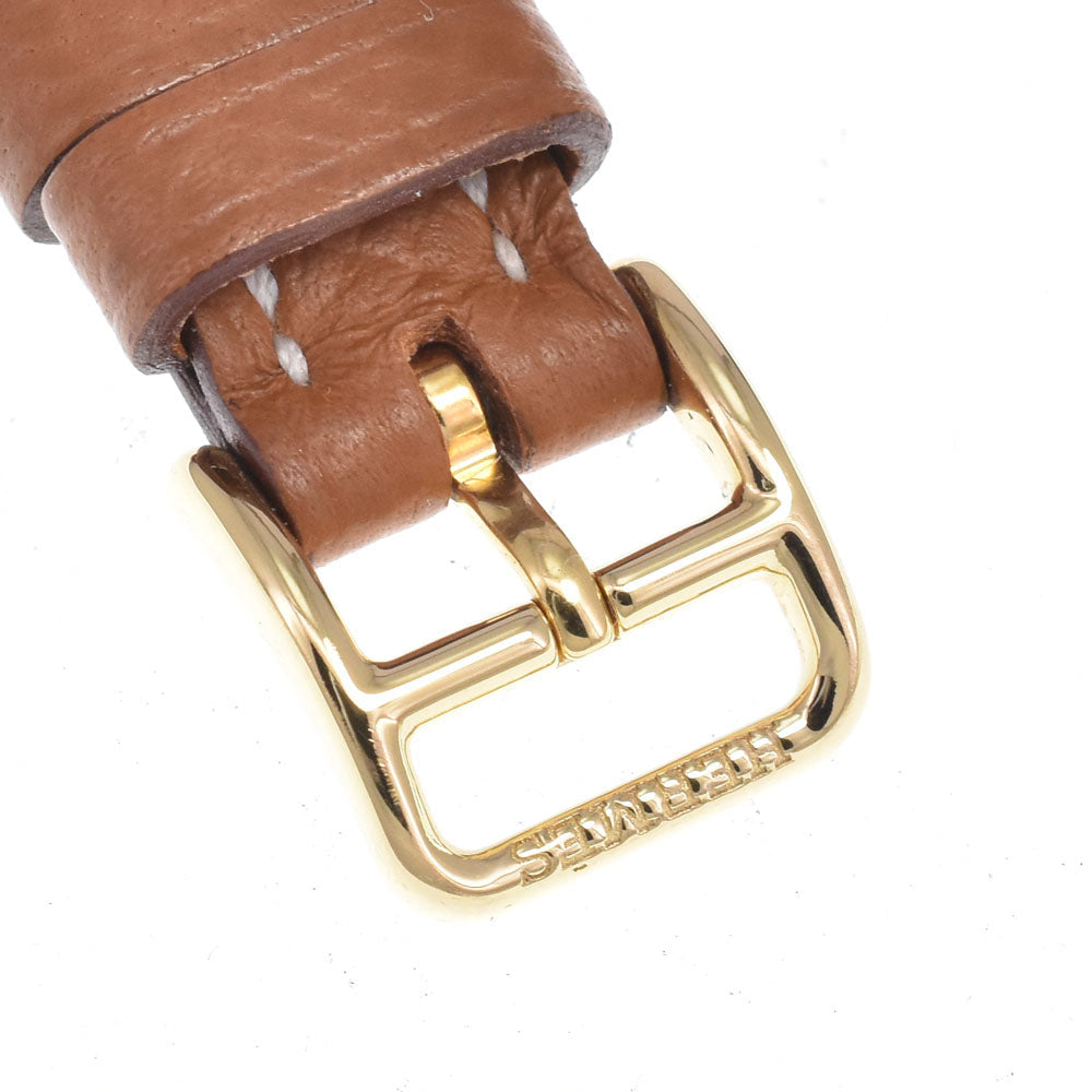 Hermes Heure H Quartz Plated Metal And Leather Watch (Pre-Owned)
