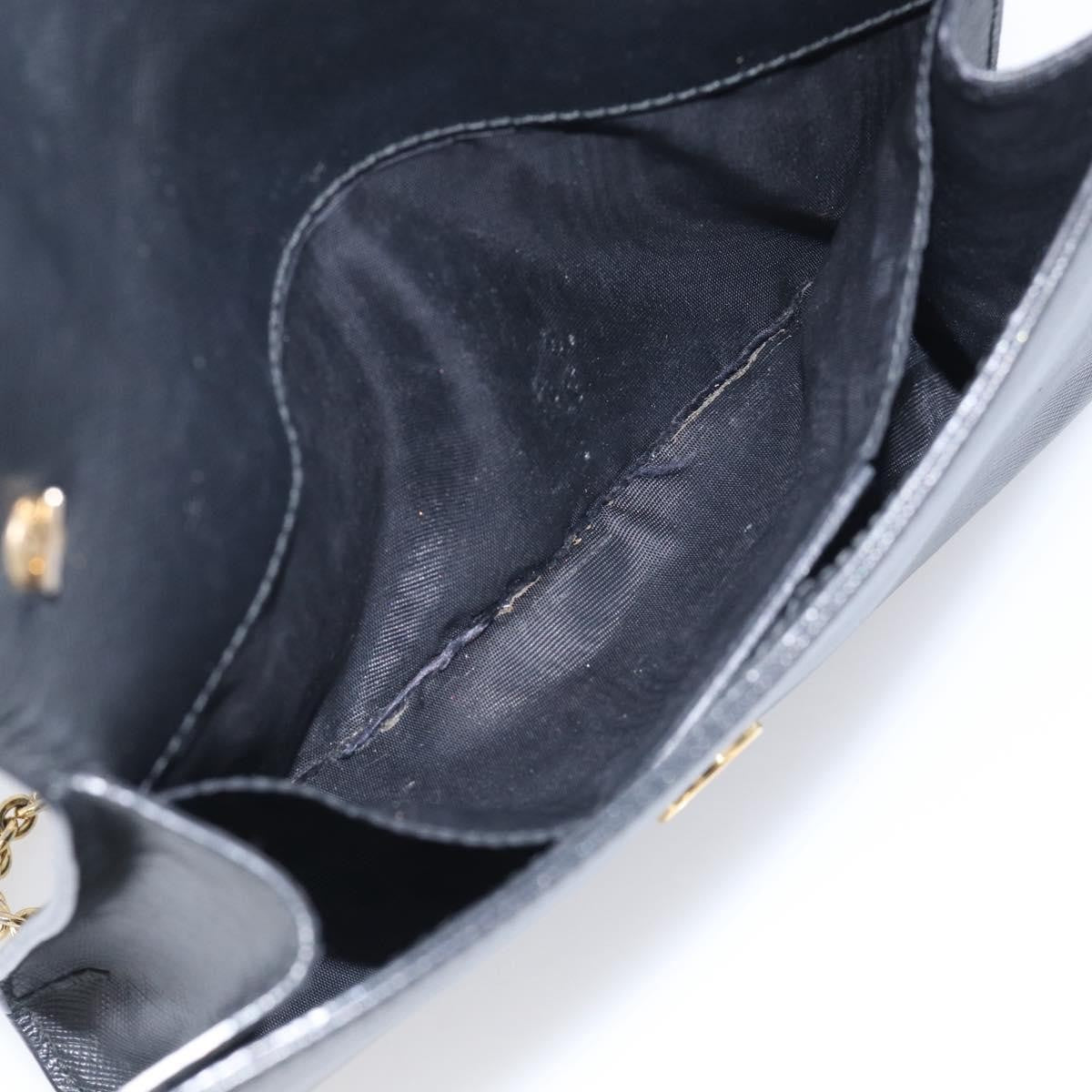 Salvatore Ferragamo Vala Chain Leather Black Leather Shoulder Bag Bag (Pre-Owned)