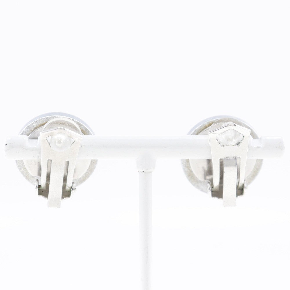 Chanel Cc Round Clip-On Glitter Resin Silver Plastic Earrings Jewelry (Pre-Owned)
