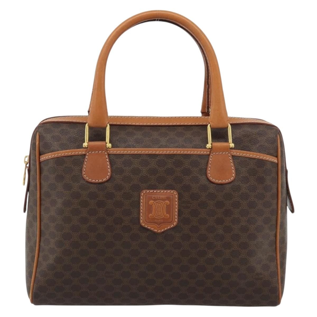 Celine Vintage Macadam Boston Canvas Brown Canvas Handbag (Pre-Owned)