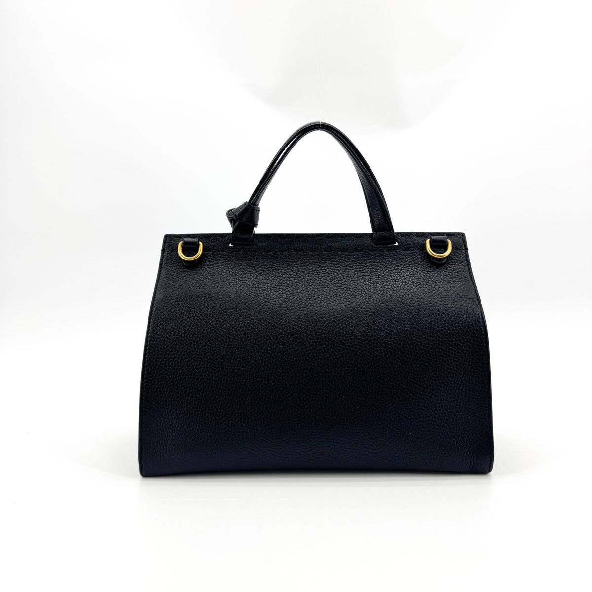 Gucci Gg Marmont Top Handle Leather Black Leather Handbag (Pre-Owned)