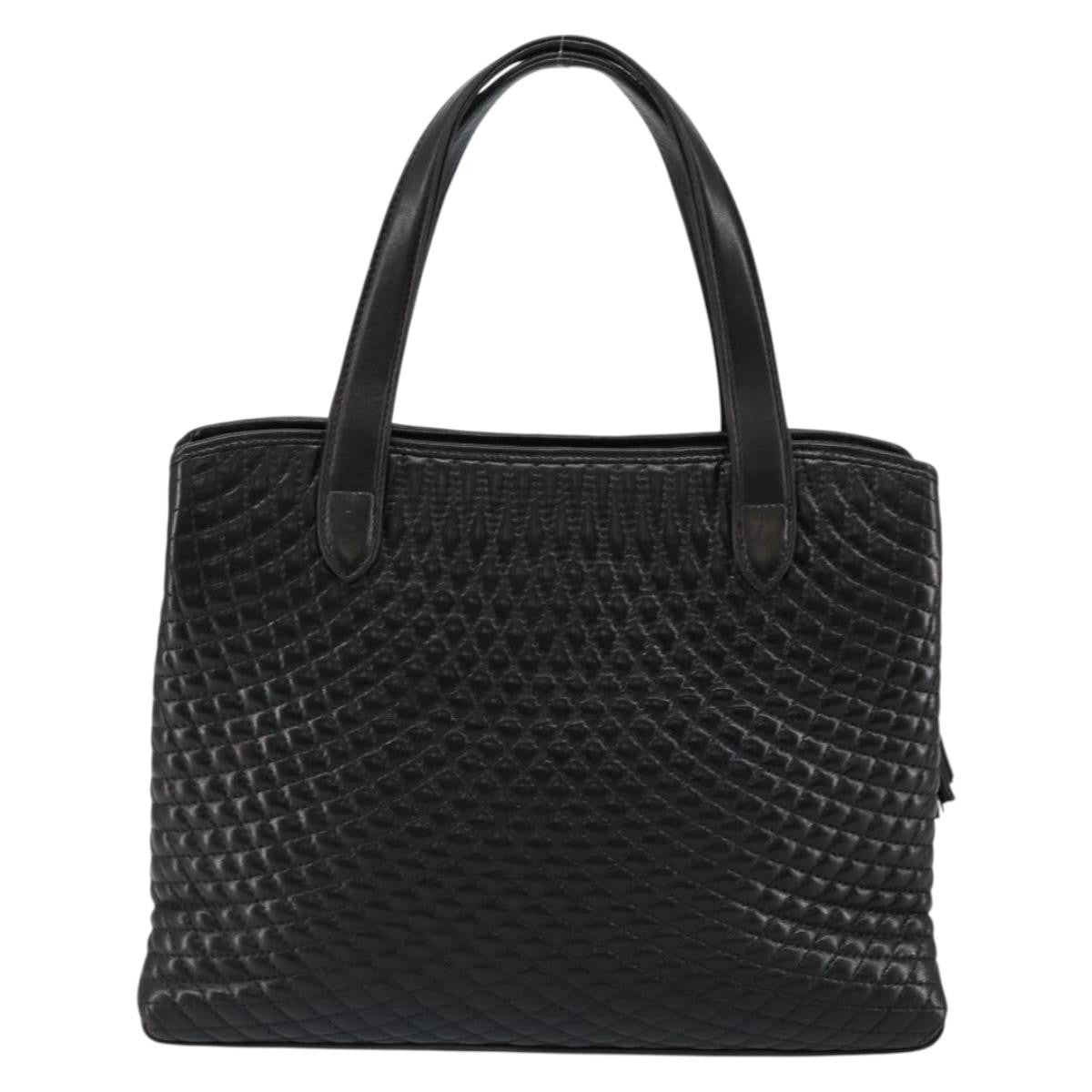 Bally Vintage Quilted Leather Black Leather Handbag (Pre-Owned)