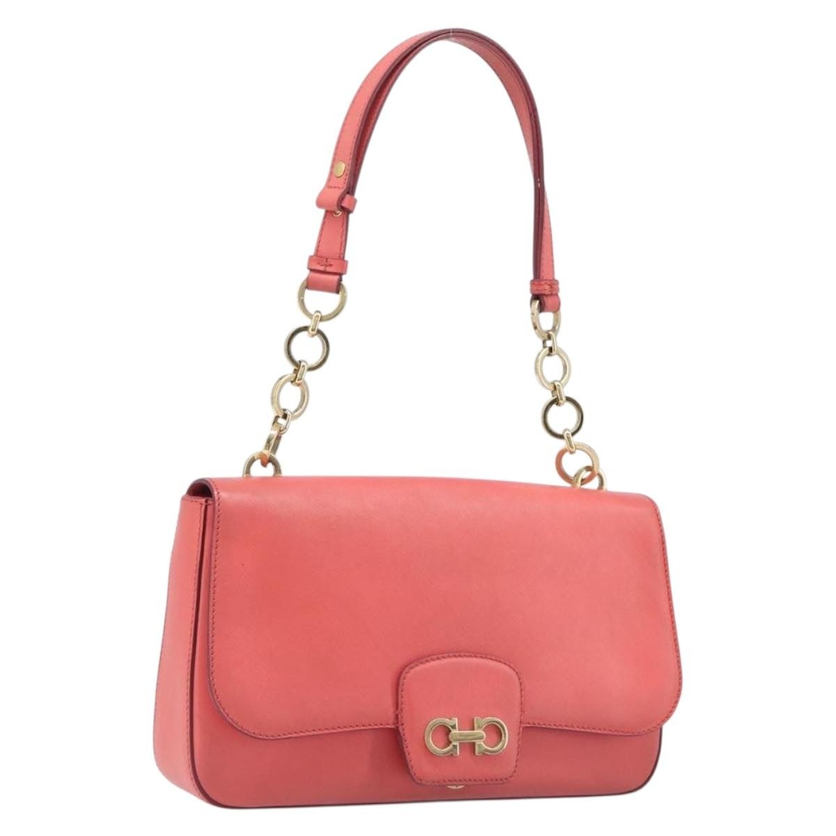 Salvatore Ferragamo Gancini Leather Pink Leather Shoulder Bag Bag (Pre-Owned)