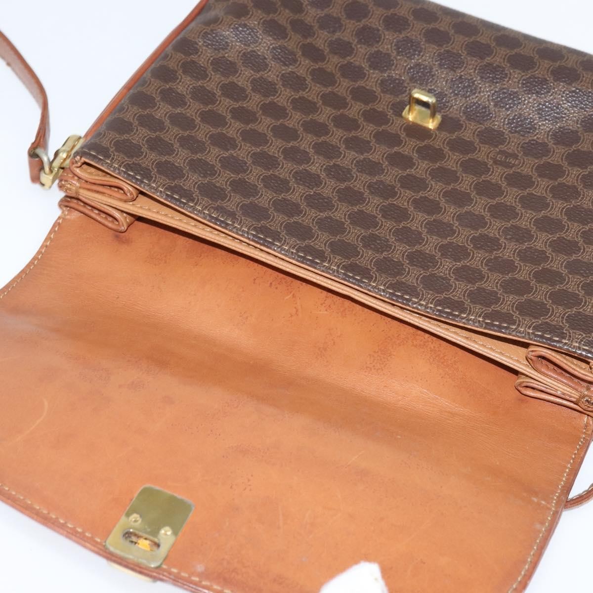 Celine Macadam Shoulder Pvc Leather Brown Pvc Shoulder Bag Bag (Pre-Owned)