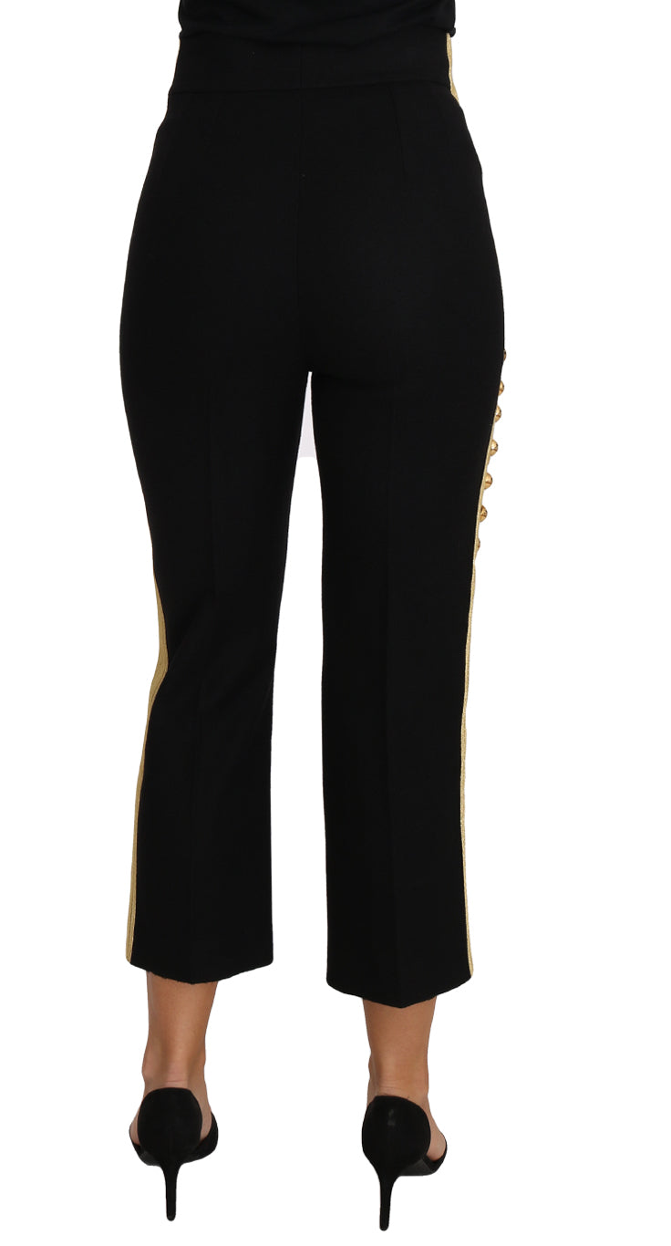 Dolce & Gabbana Military Embellished Women'ss Black Gold Dress Women's Pant