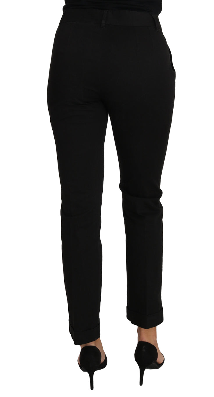 Dolce & Gabbana Black Dress Cropped Straight Straight Women's Pants