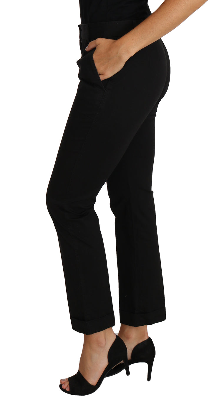 Dolce & Gabbana Black Dress Cropped Straight Straight Women's Pants