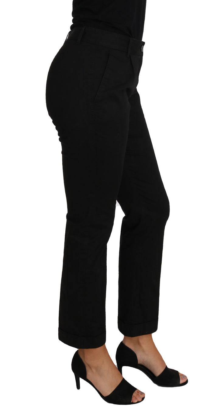 Dolce & Gabbana Black Dress Cropped Straight Straight Women's Pants