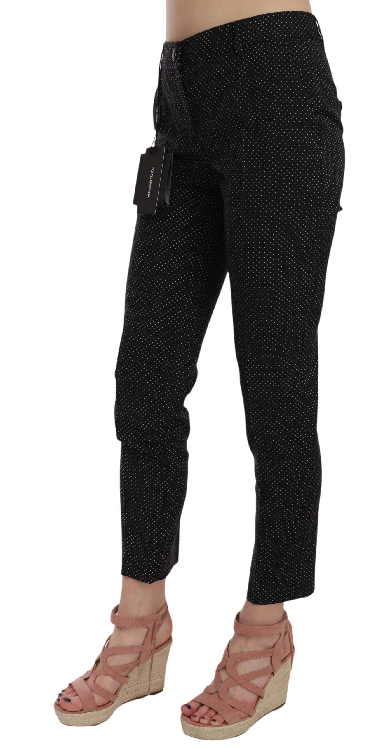 Dolce & Gabbana Polka Dot Slim Capri Trousers Tapered Women's Pants