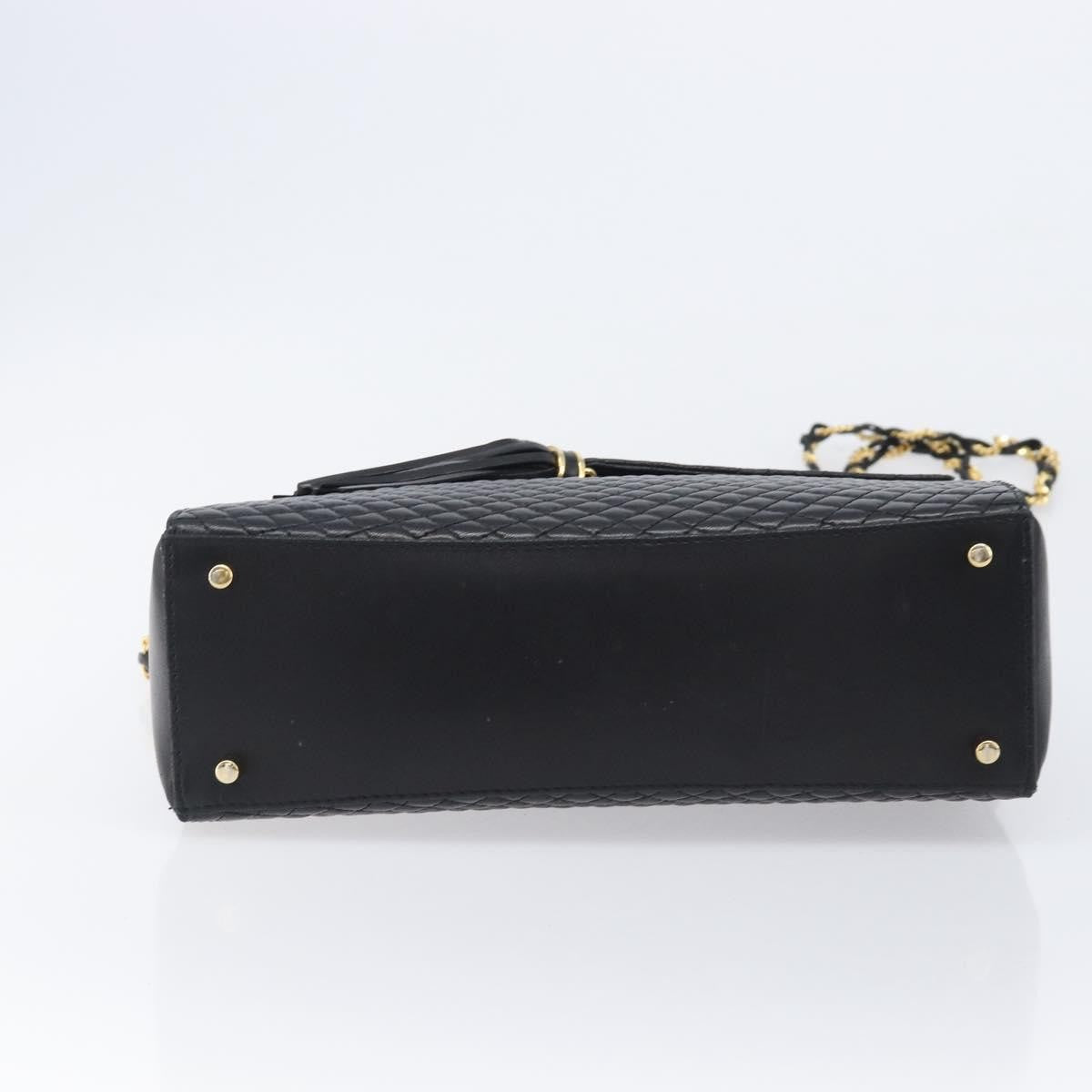 Bally Vintage Chain Quilted Leather Black Leather Shoulder Bag Bag (Pre-Owned)