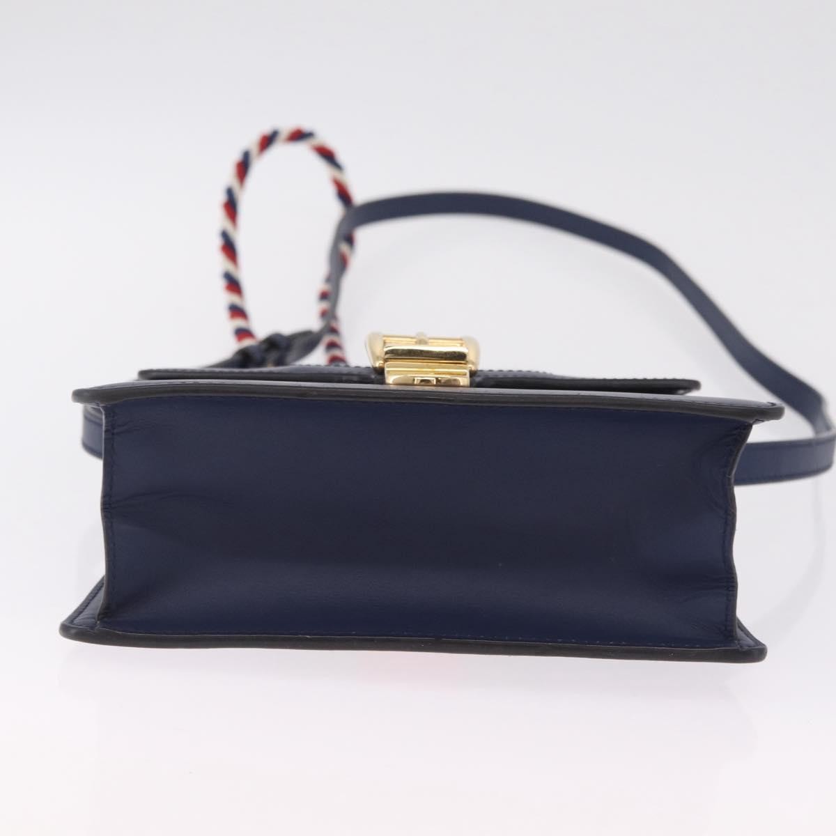 Gucci Sylvie Top Handle Leather Navy Leather Handbag (Pre-Owned)