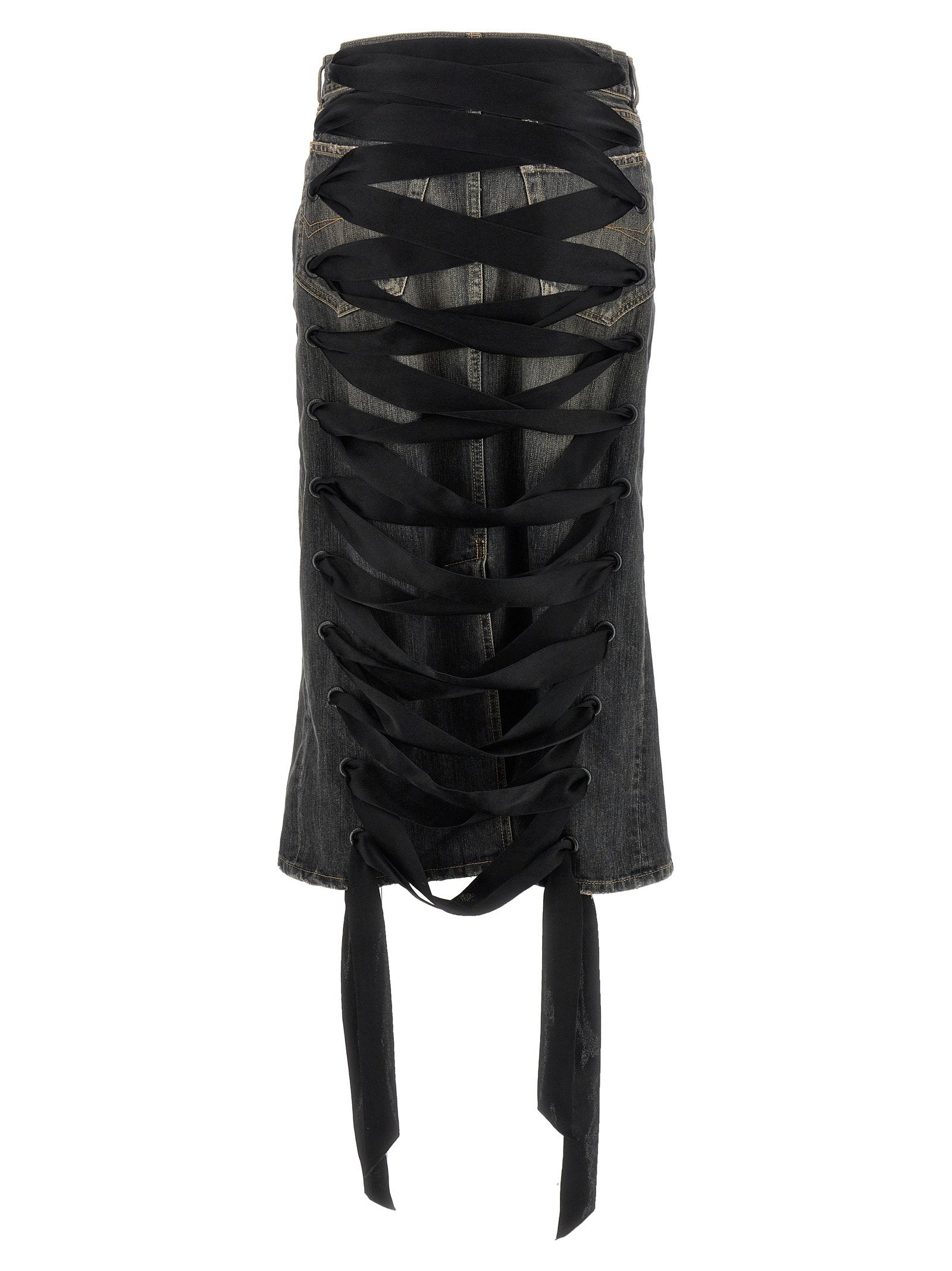 Balenciaga Women's Lace Up Denim Skirt