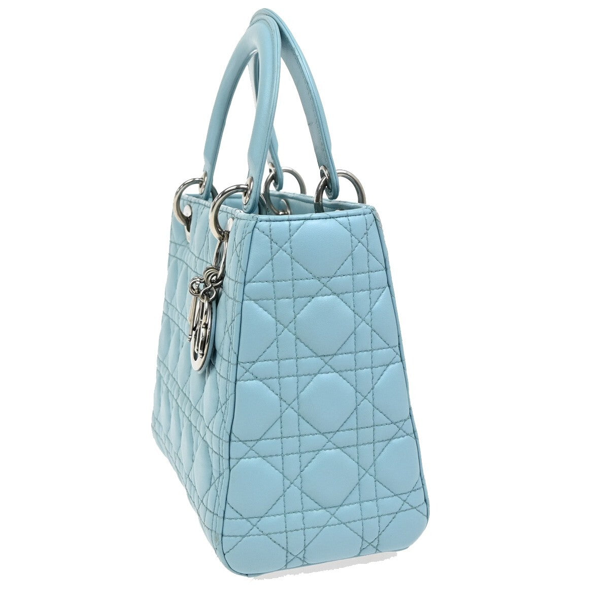 Christian Dior Lady Dior Leather Blue Leather Bag (Pre-Owned)