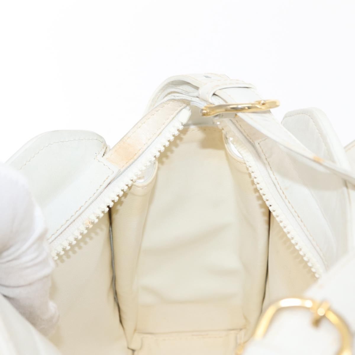 Celine Vintage Leather White Leather Shoulder Bag Bag (Pre-Owned)