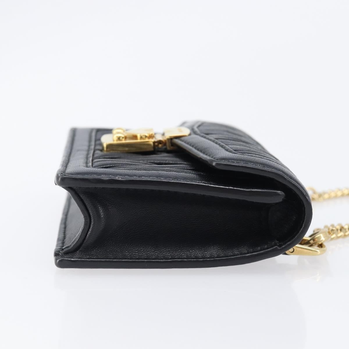 Miu Miu Biker Chain Matelasse Leather Black Leather Shoulder Bag Bag (Pre-Owned)