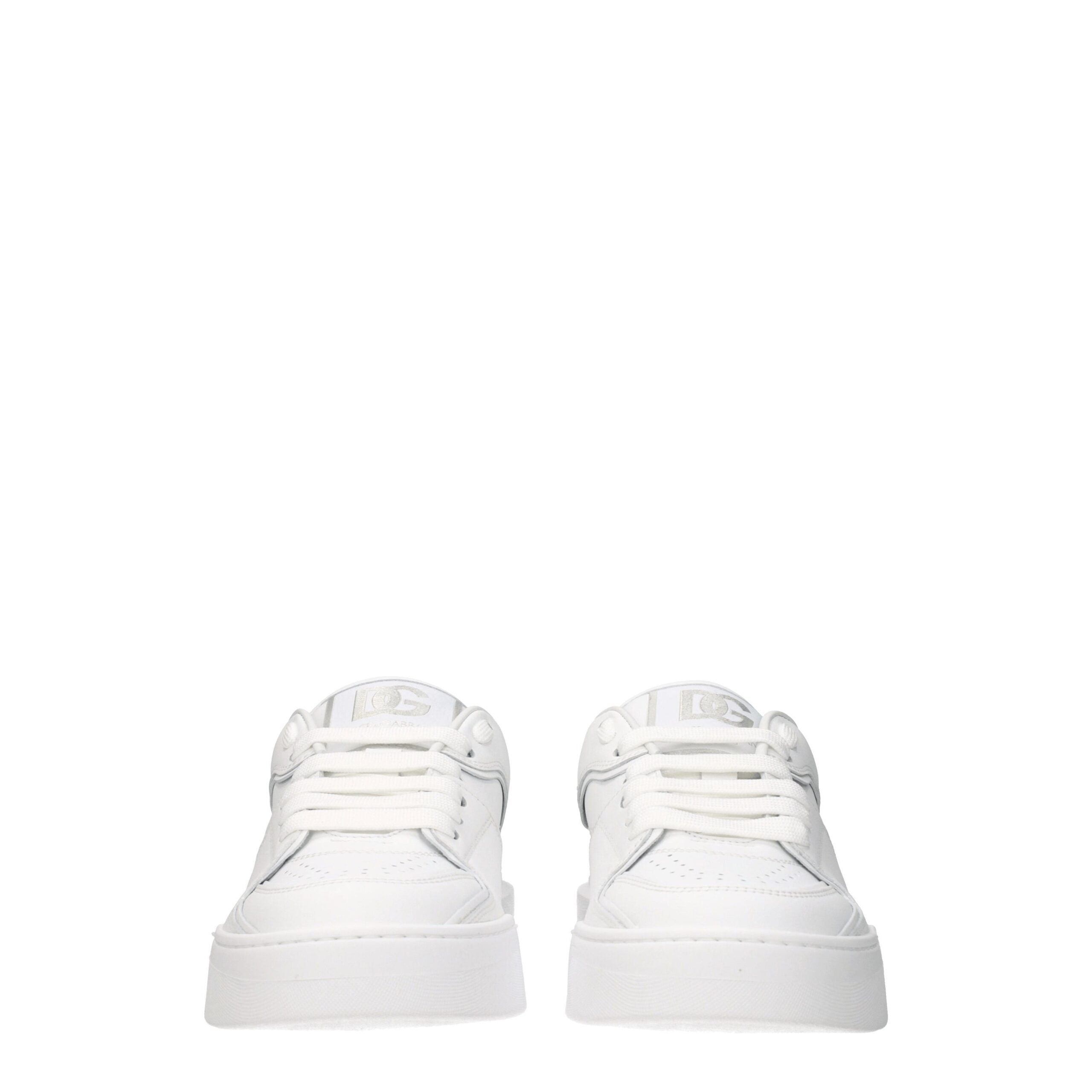 Dolce & Gabbana White Leather Low Top Women's Sneakers