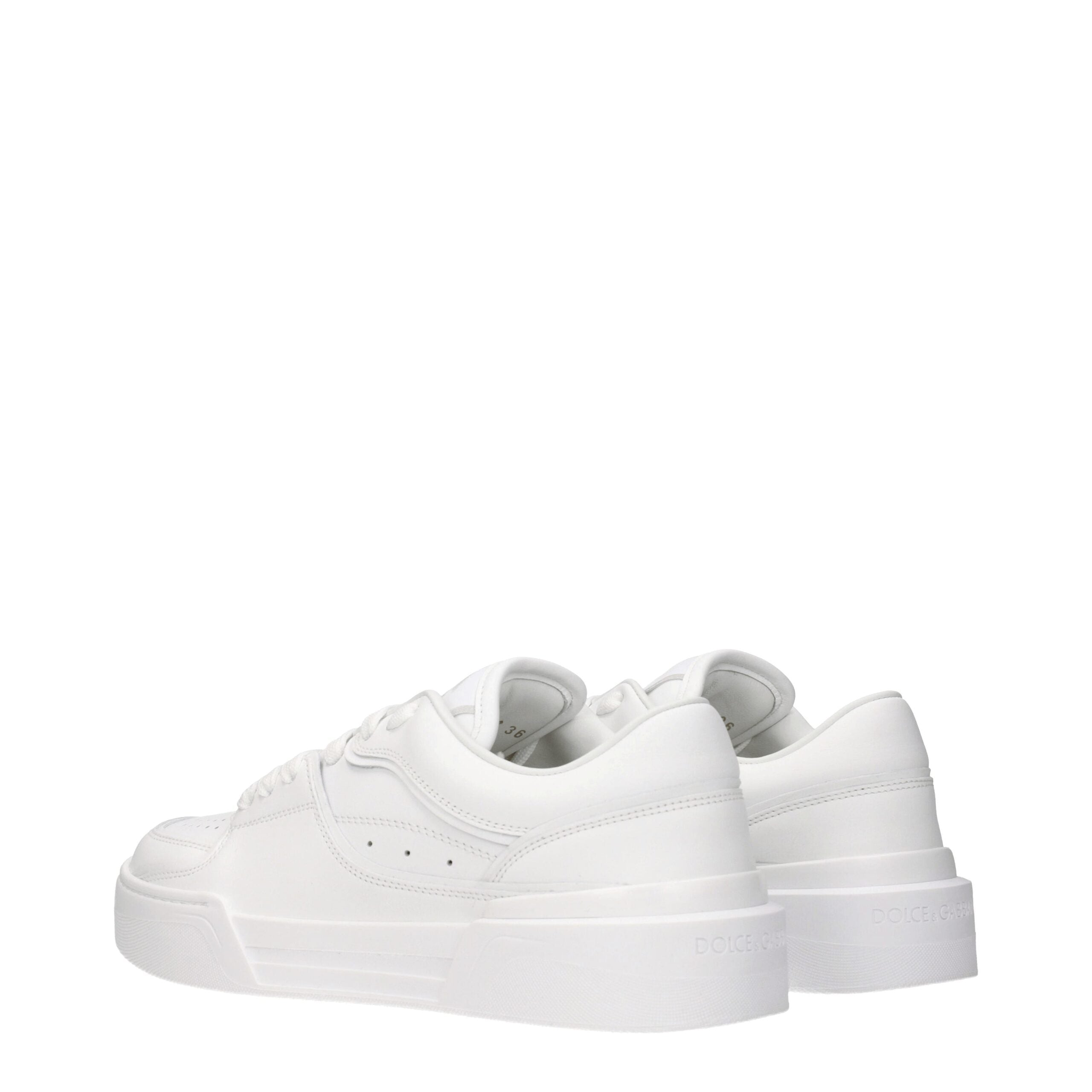 Dolce & Gabbana White Leather Low Top Women's Sneakers