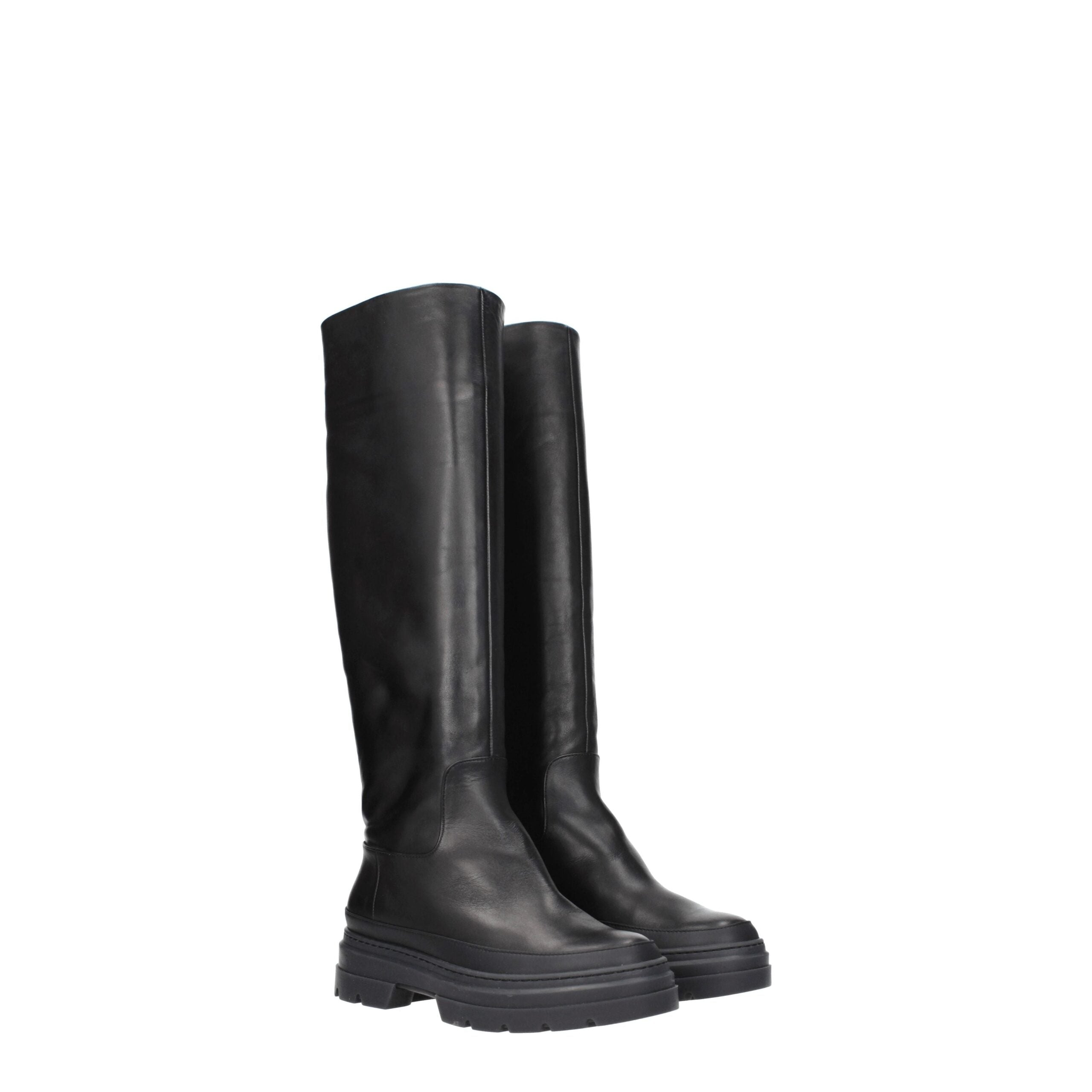 Max Mara Black Leather Over The Women's Knee