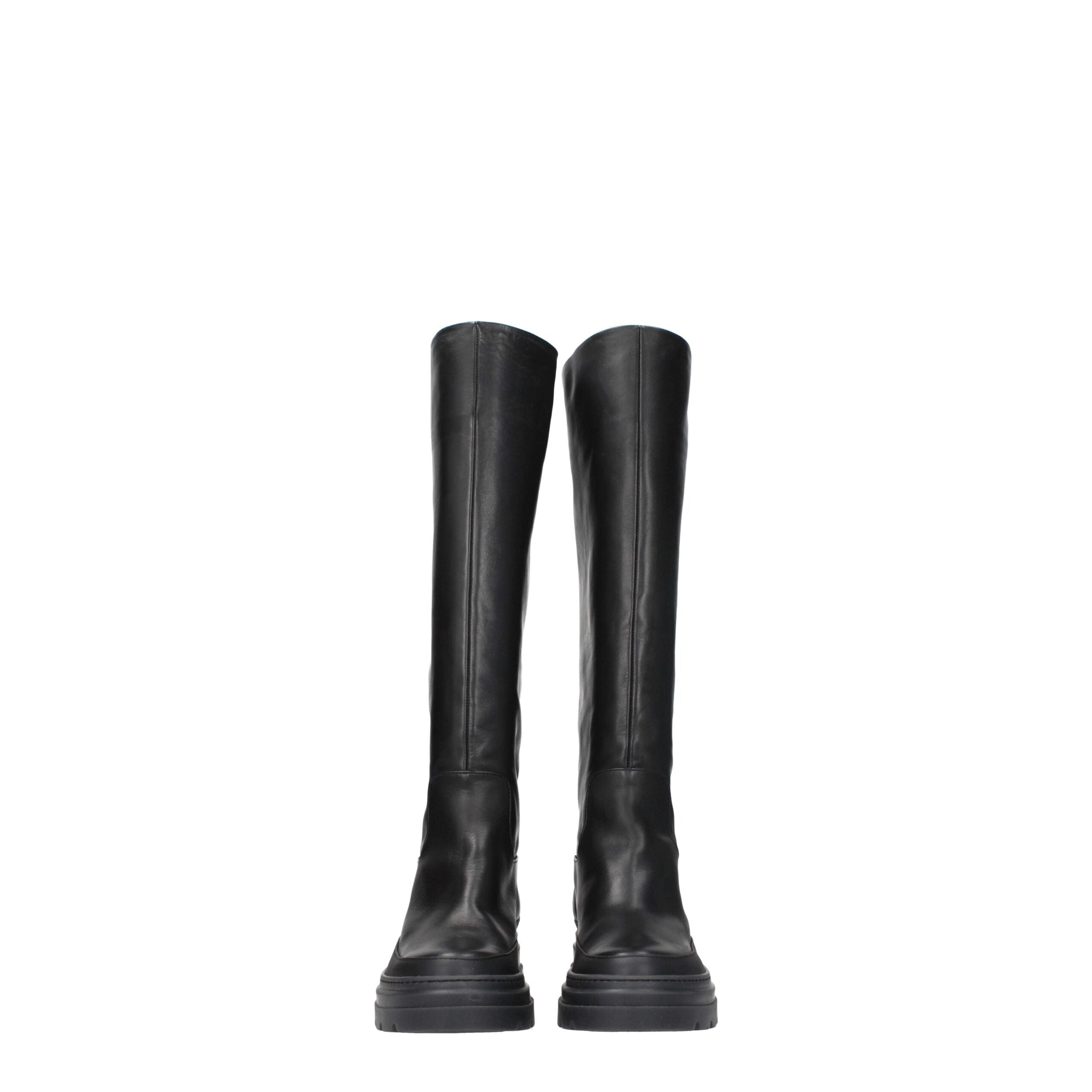 Max Mara Black Leather Over The Women's Knee
