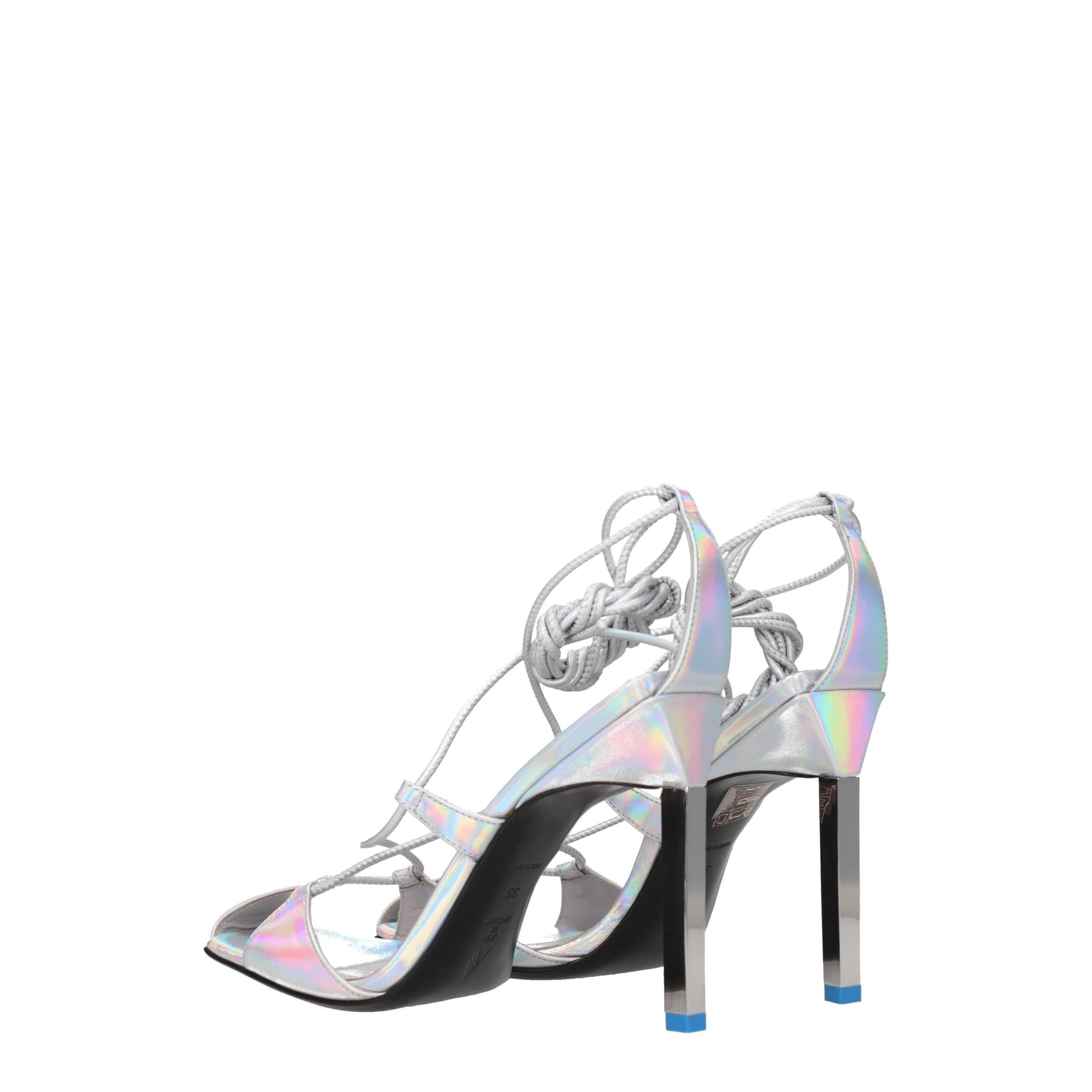 The Attico Gray Leather Stiletto Heels Women's Sandals