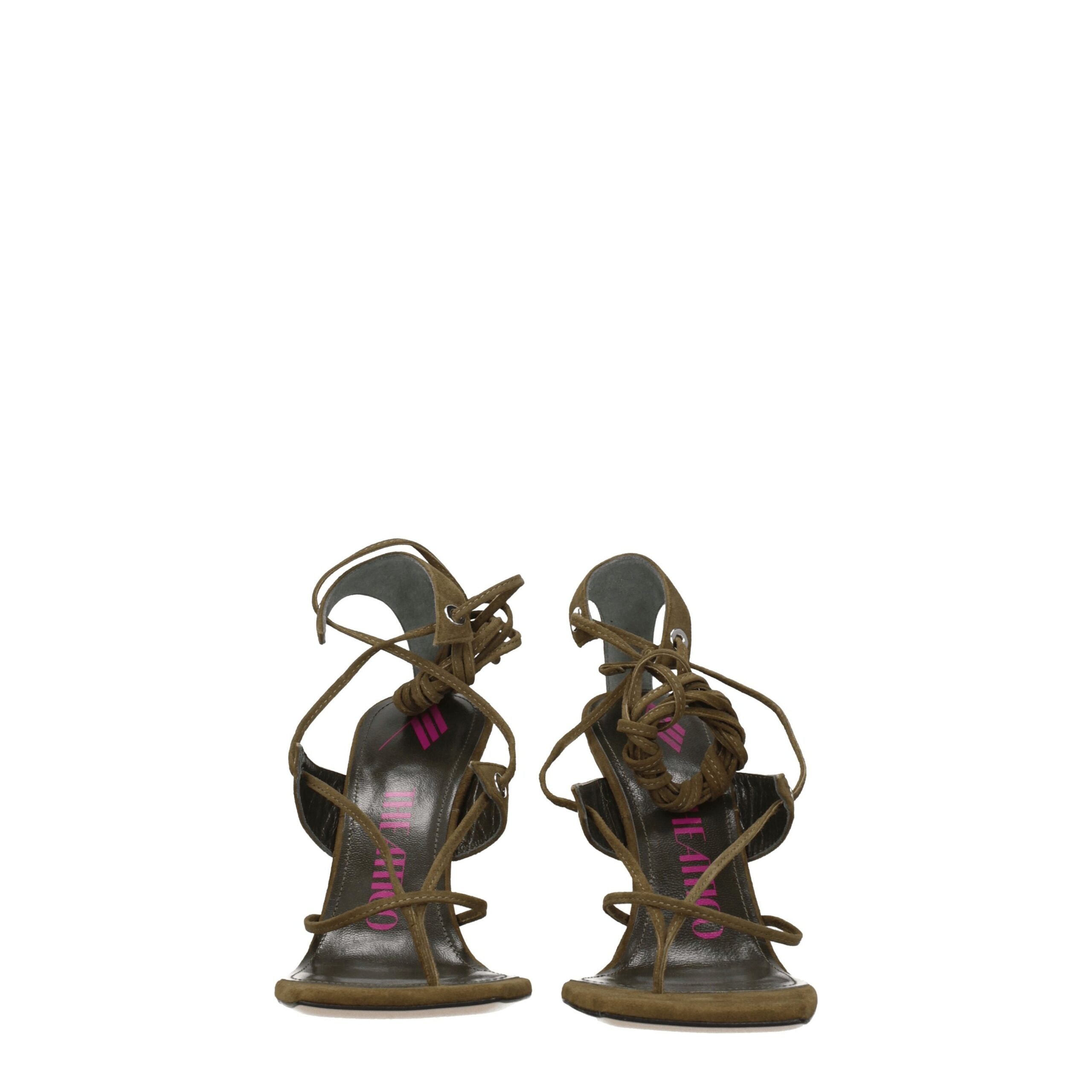 The Attico Green Leather Flip-Flop Women's Sandals