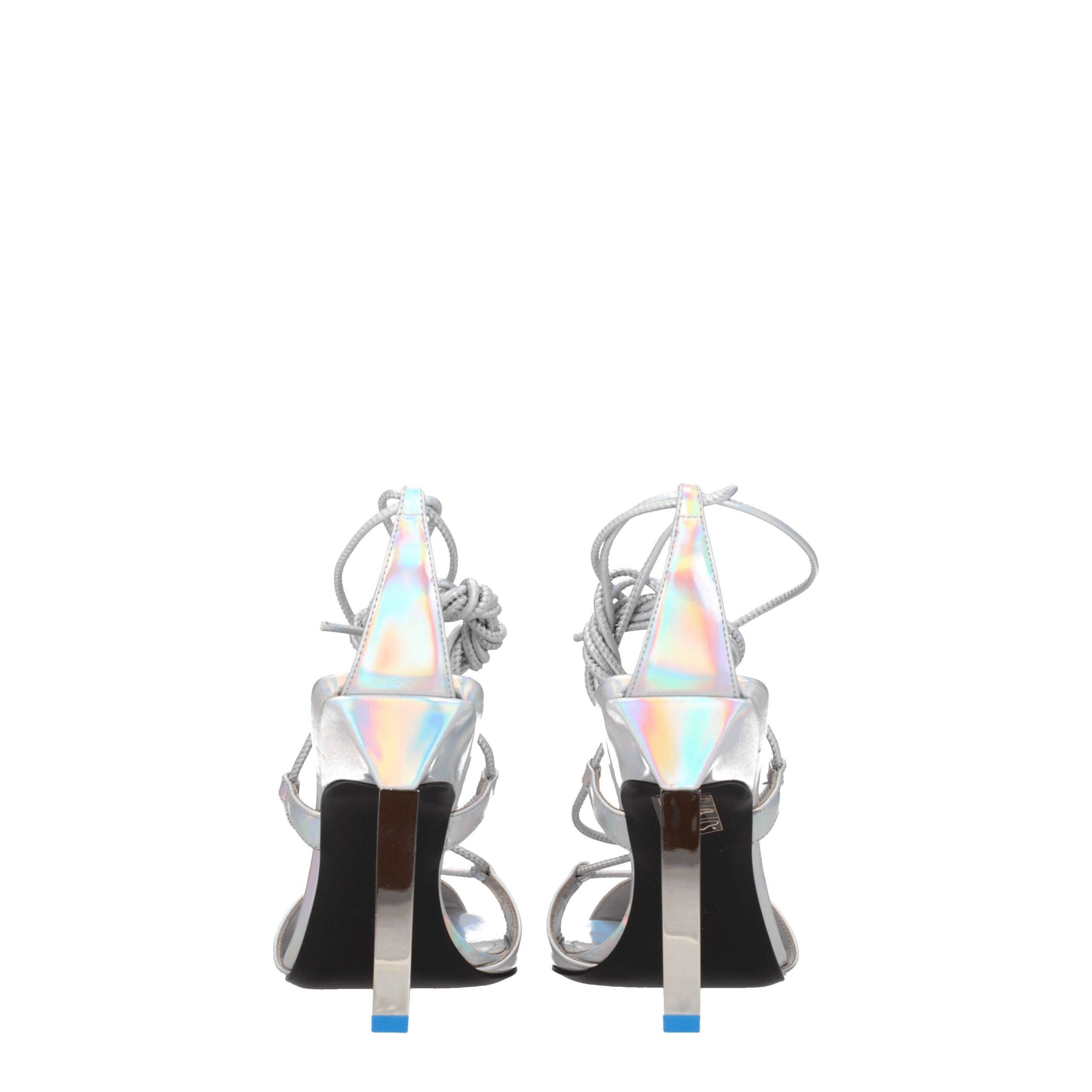 The Attico Gray Leather Stiletto Heels Women's Sandals