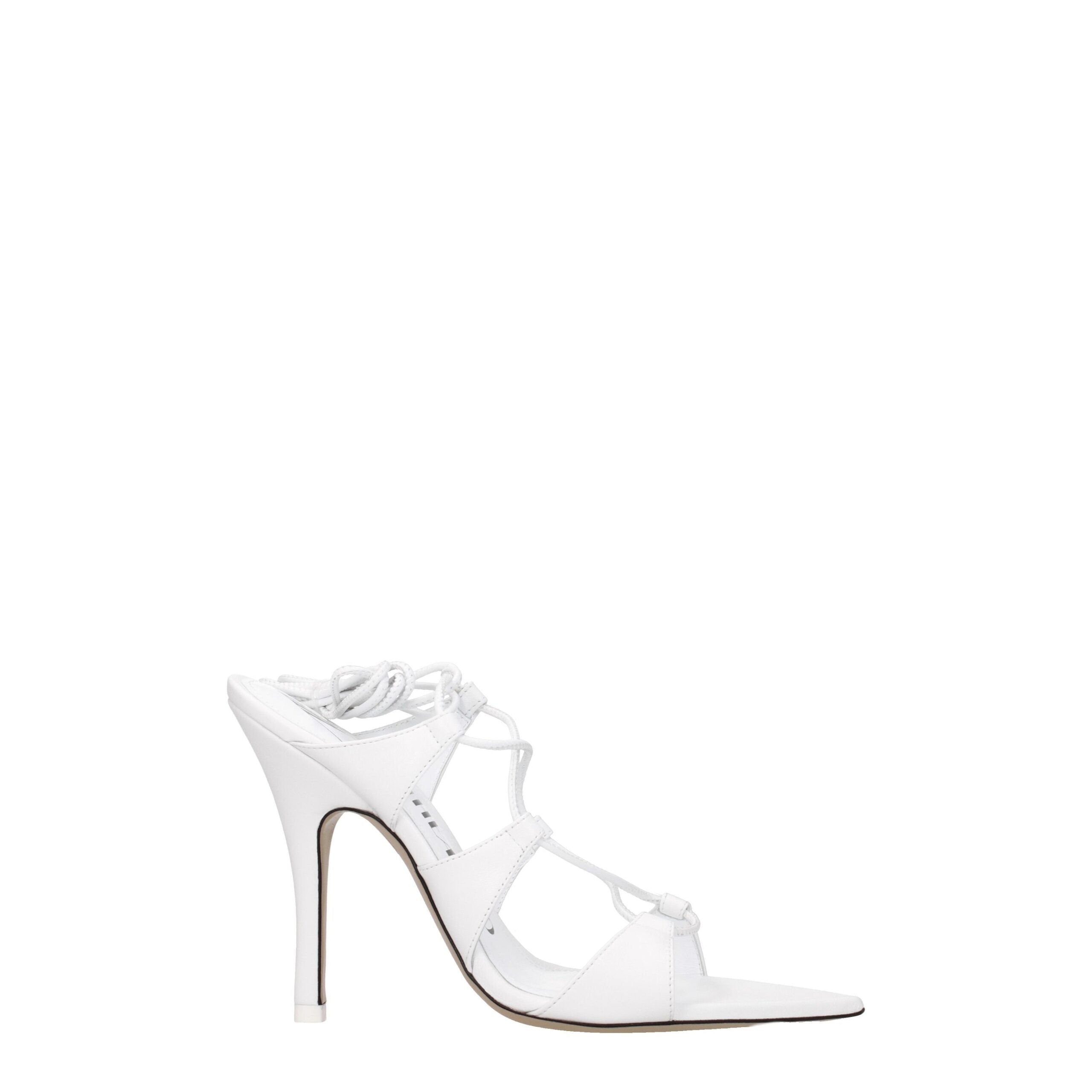 The Attico White Leather Stiletto Heel Women's Sandals