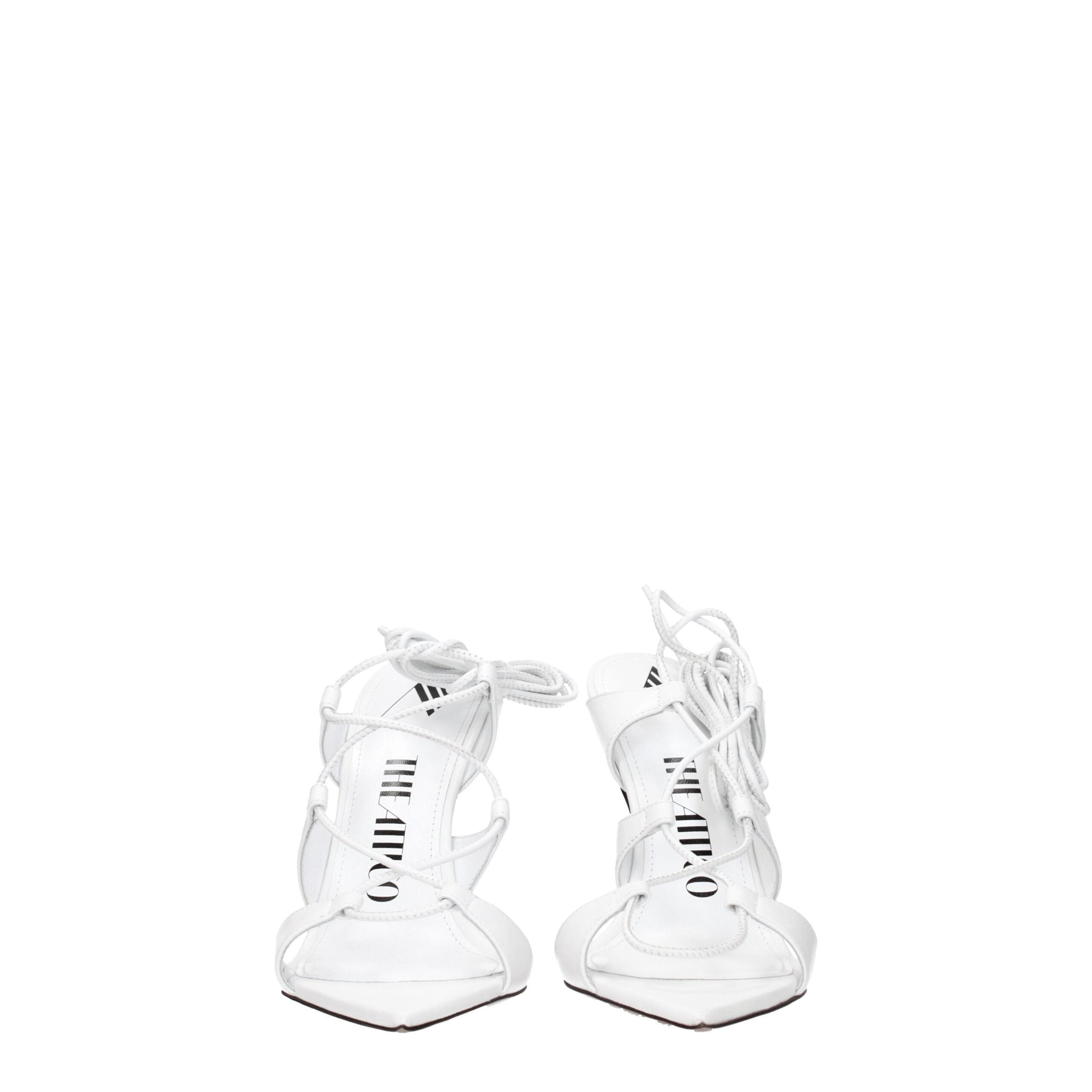 The Attico White Leather Stiletto Heel Women's Sandals