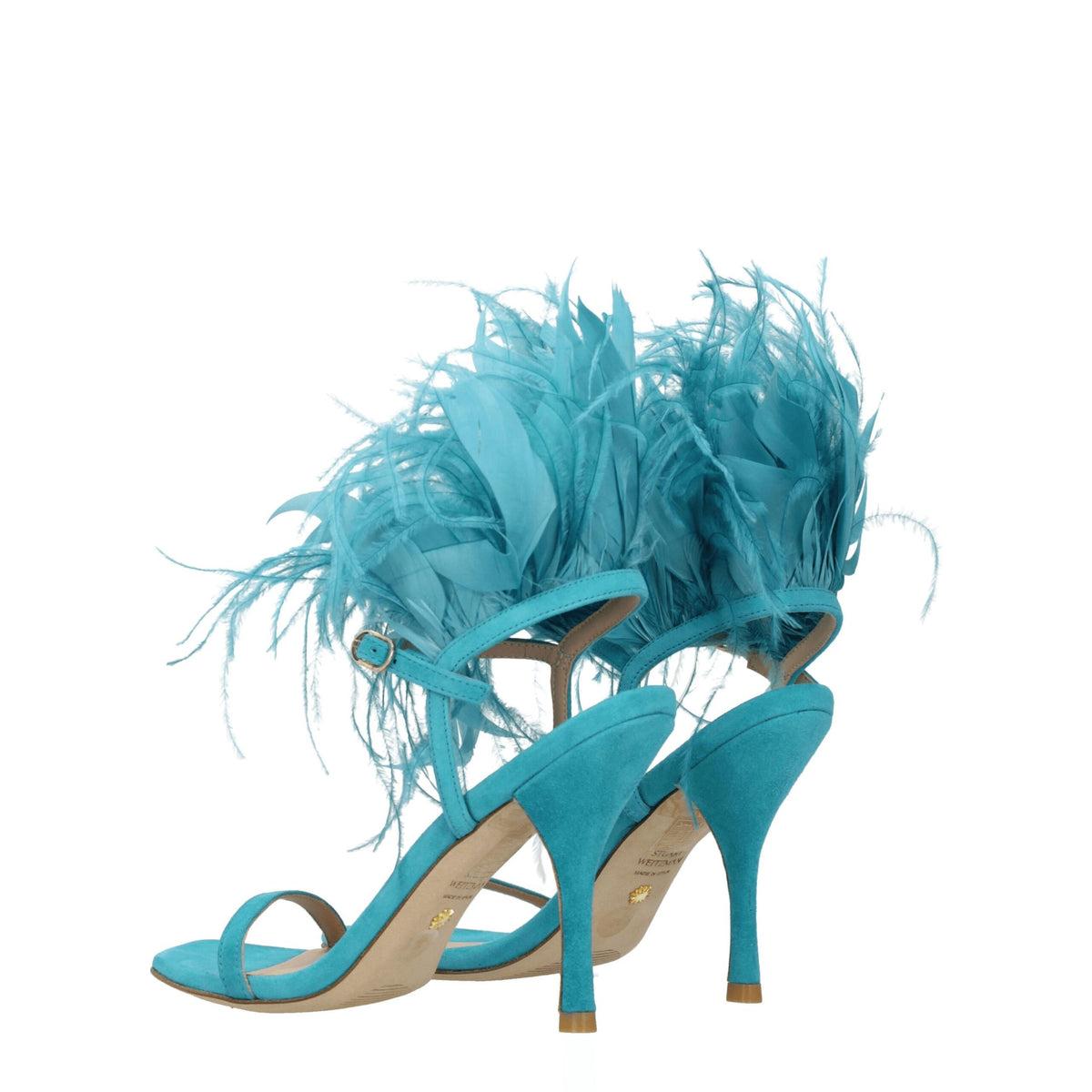 Stuart Weitzman Green Leather Stiletto Heel Women's Sandals