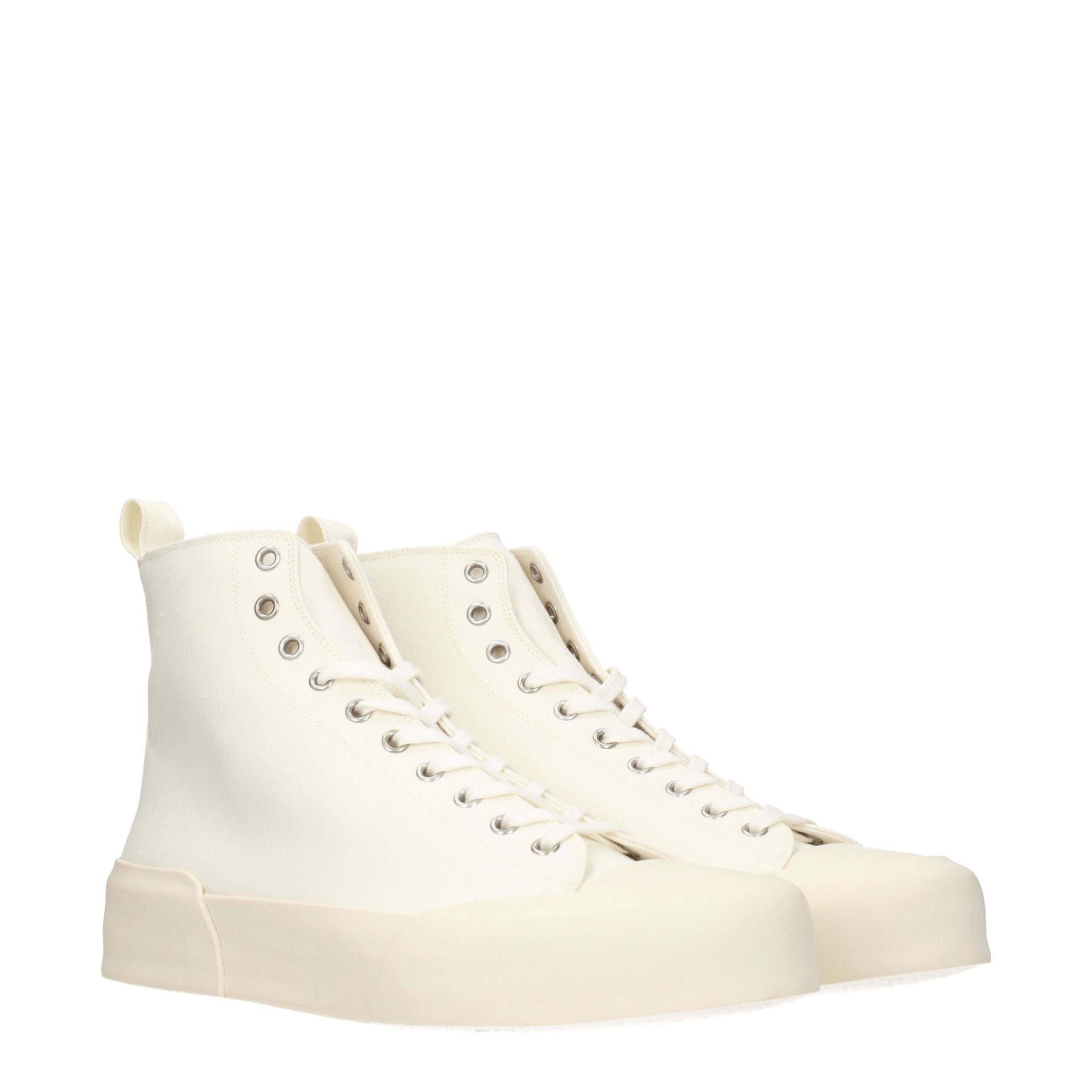 Jil Sander Beige Fabric High Top Men's Sneakers