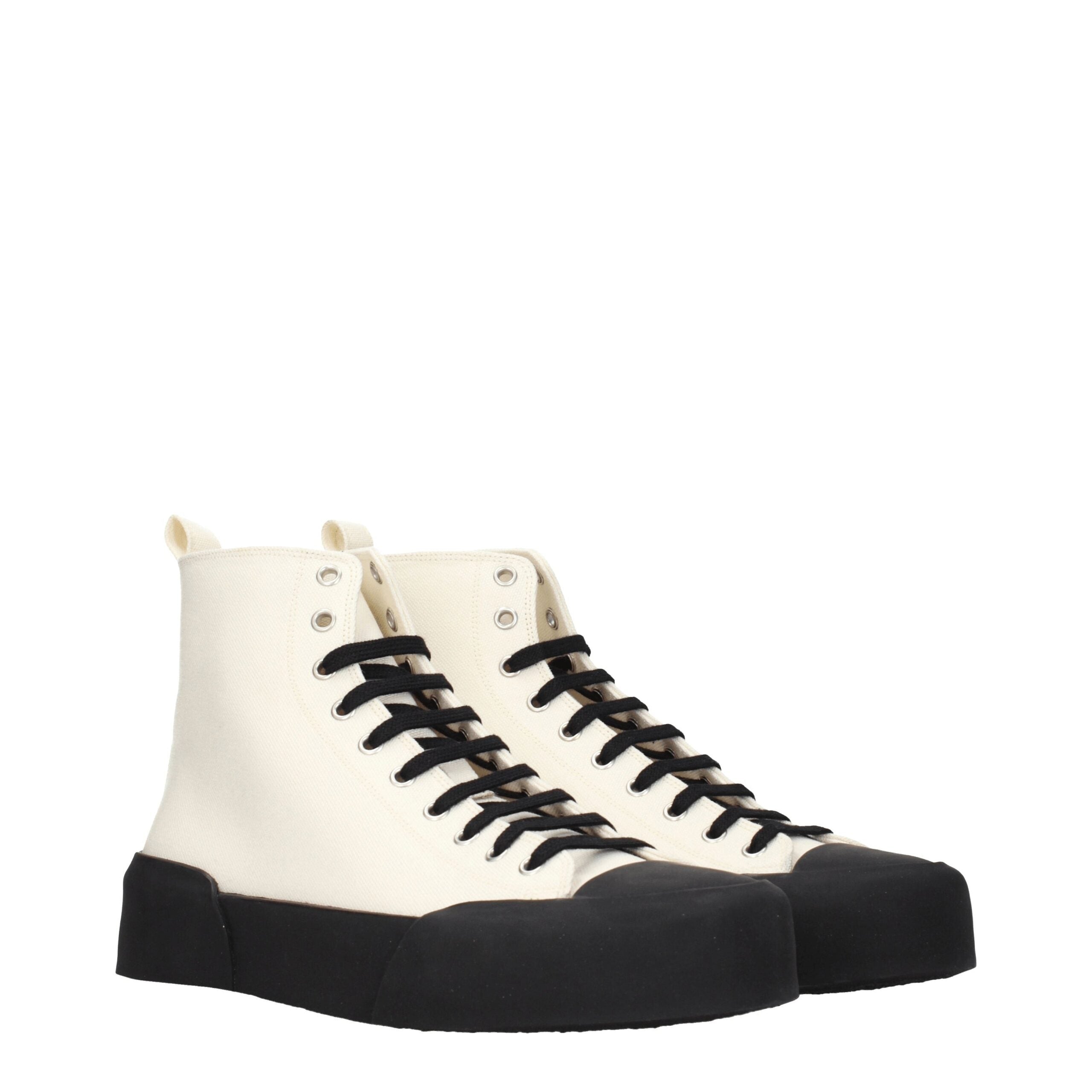 Jil Sander Beige Fabric High Top Men's Sneakers