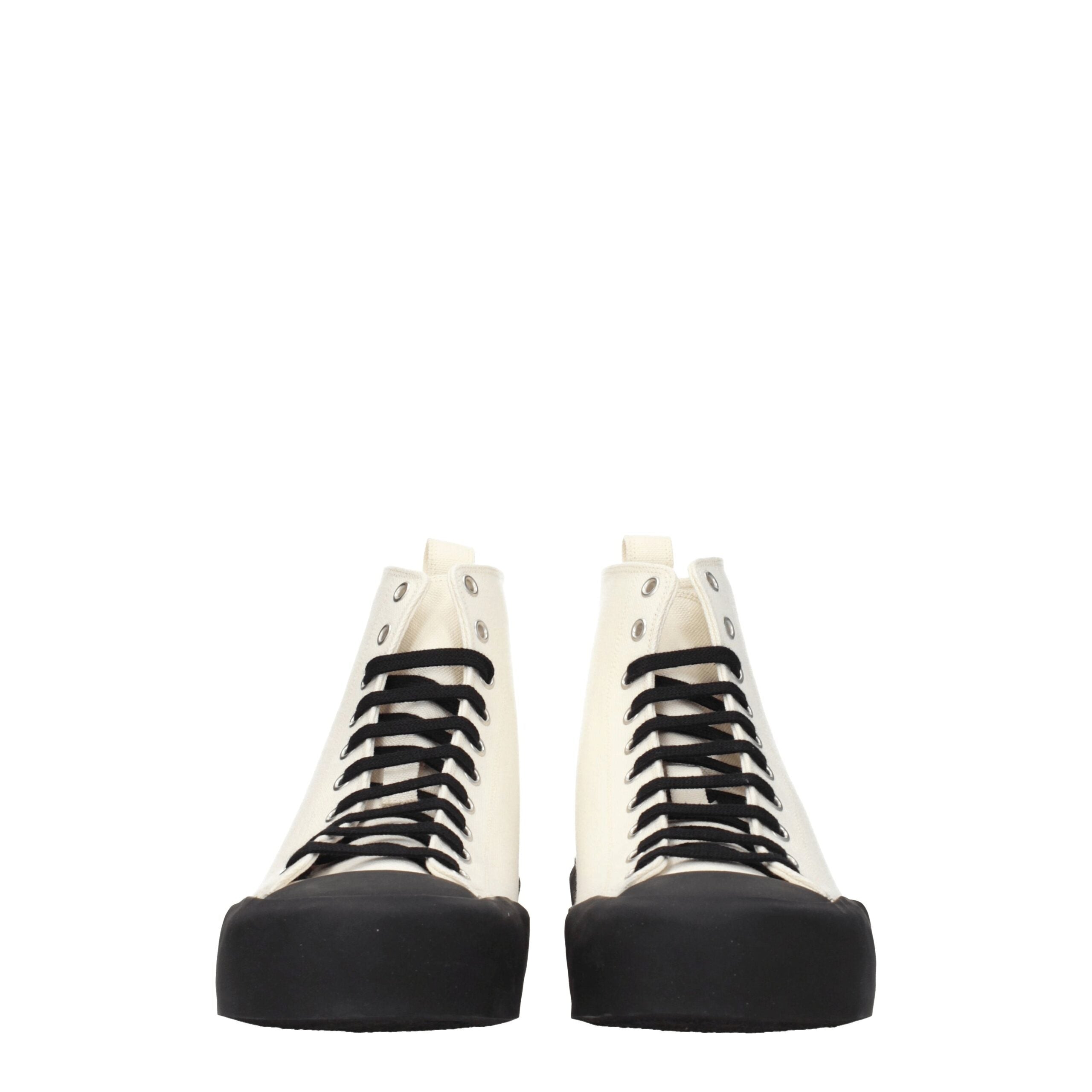 Jil Sander Beige Fabric High Top Men's Sneakers