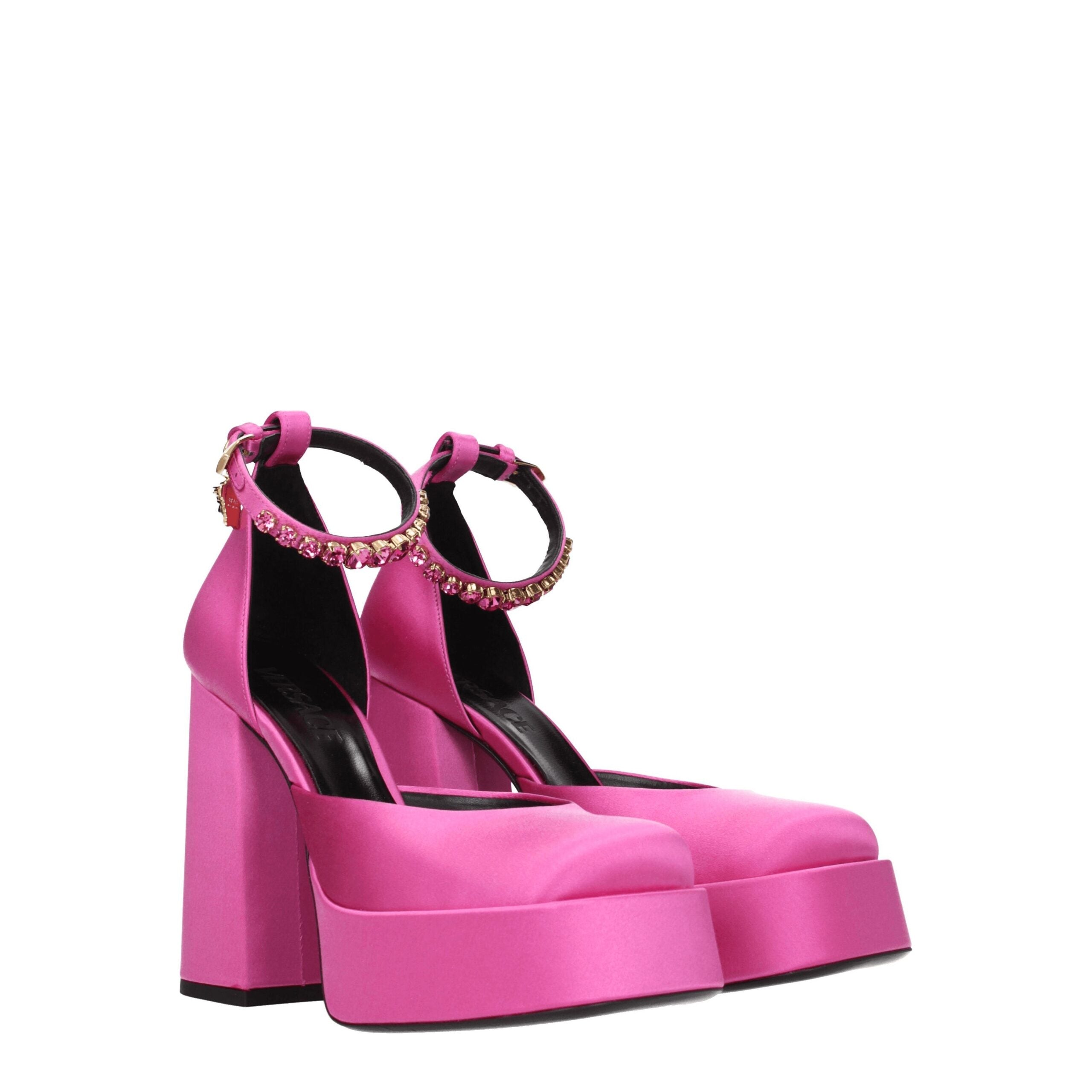Versace Pink Satin Platform Women's Pumps