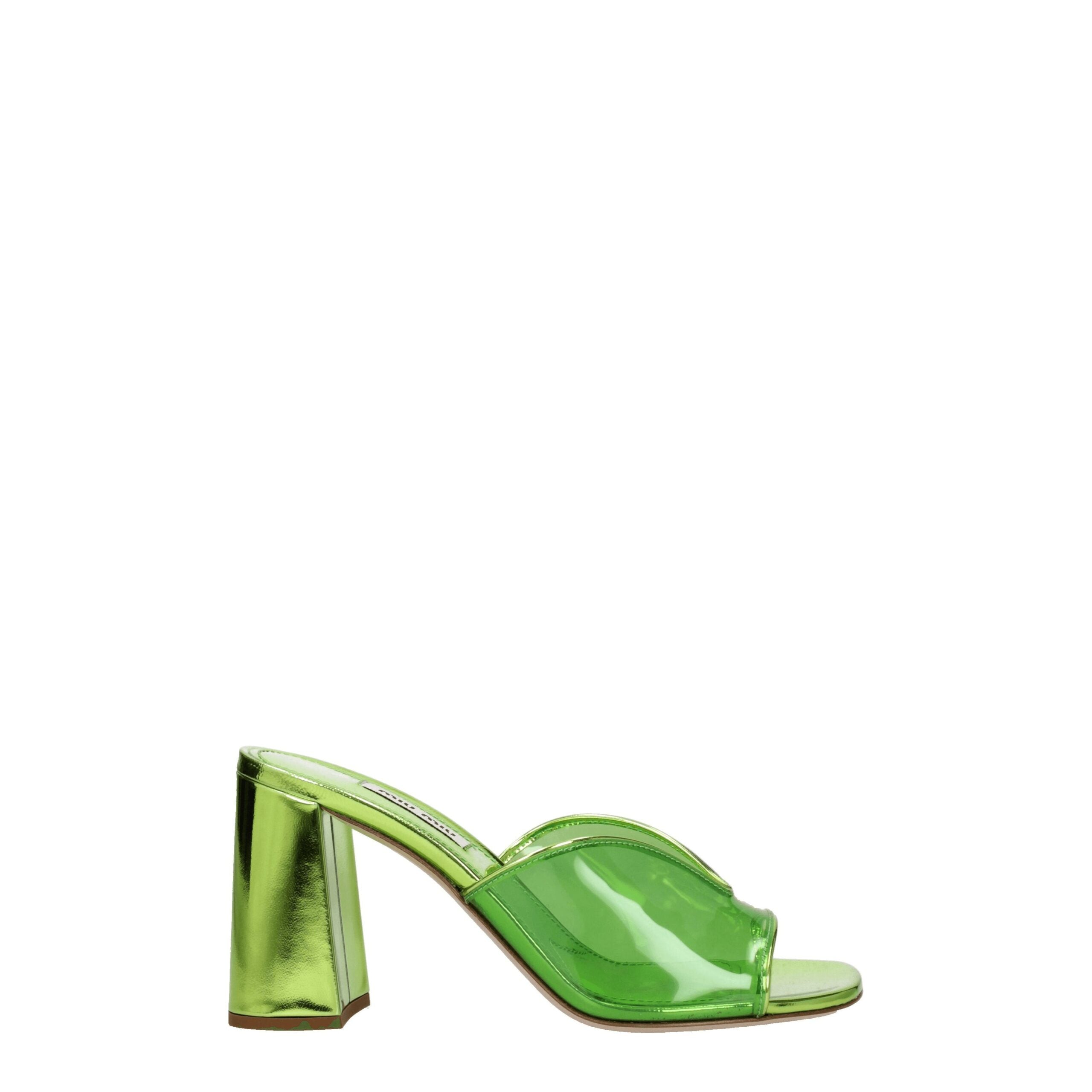 Miu Miu Green Plexiglass Platform Women's Sandals