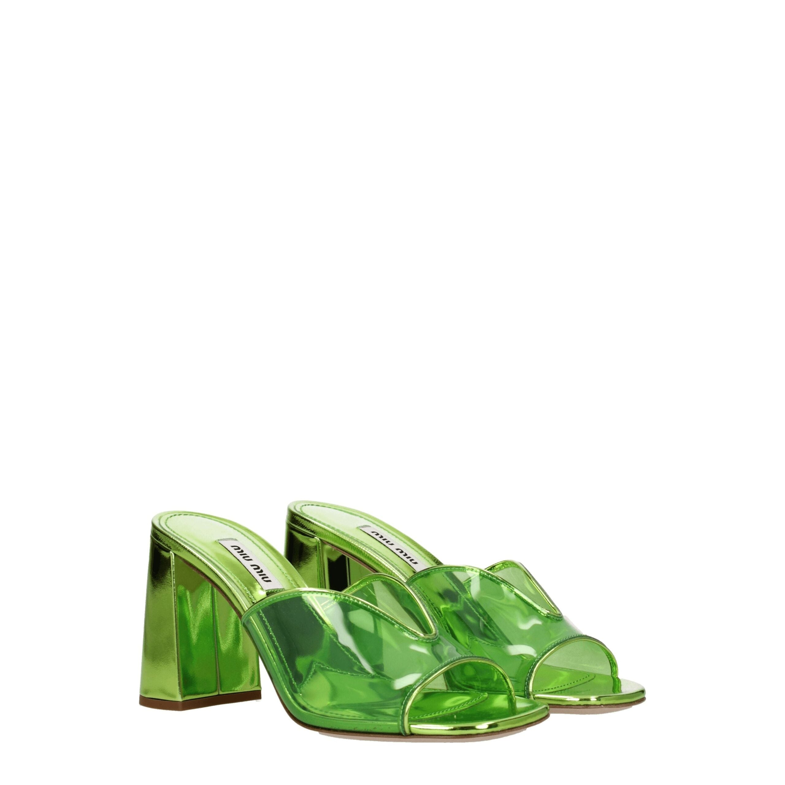 Miu Miu Green Plexiglass Platform Women's Sandals