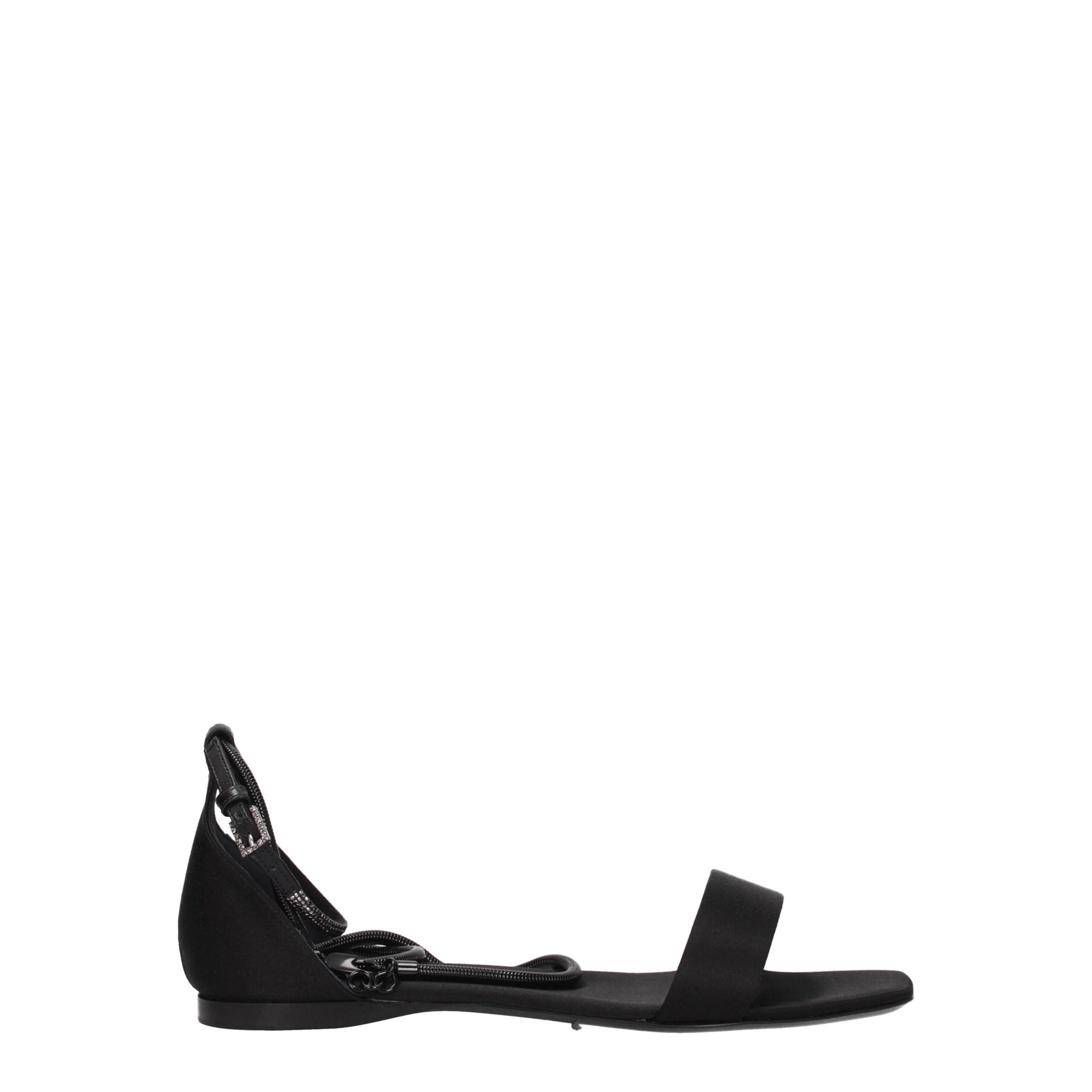 Max Mara Black Satin Flat Women's Sandals