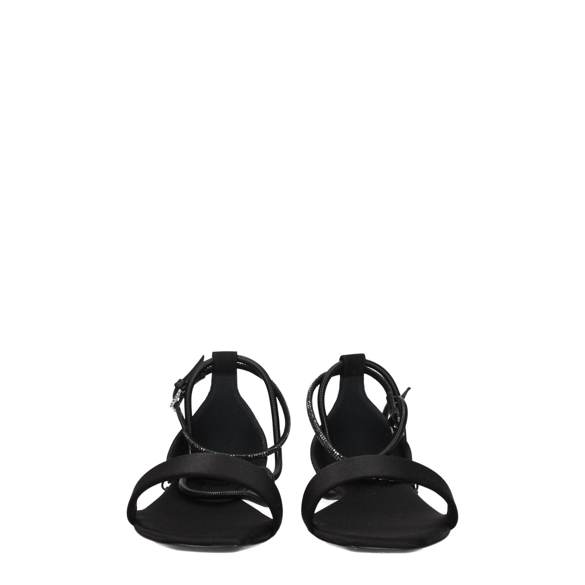 Max Mara Black Satin Flat Women's Sandals