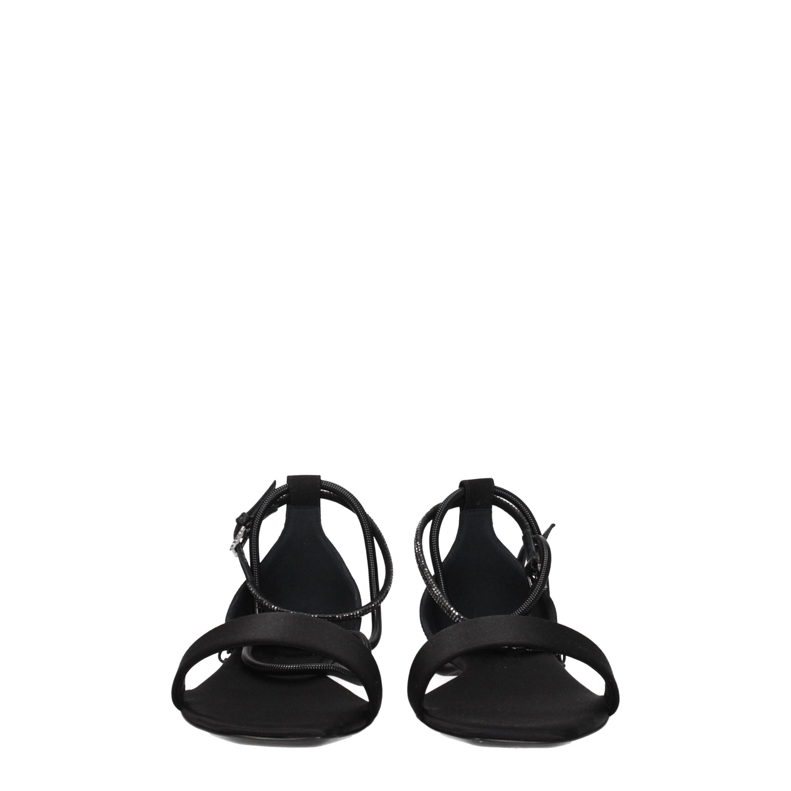 Max Mara Black Satin Flat Women's Sandals