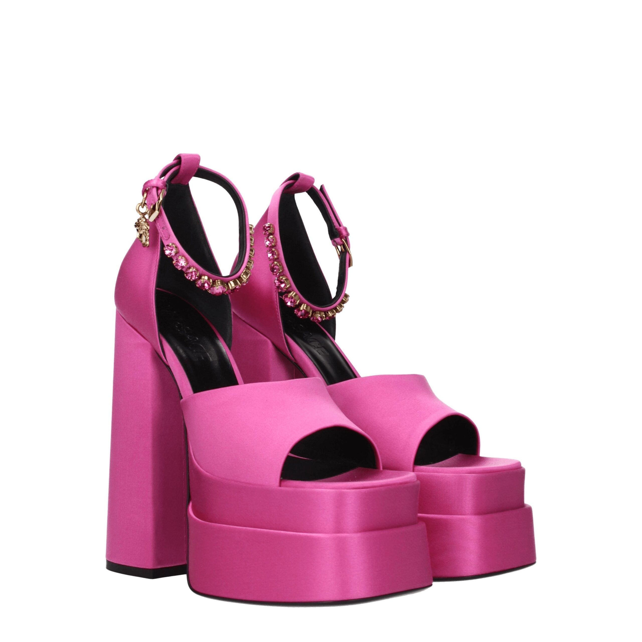 Versace Pink Satin Platform Women's Sandals