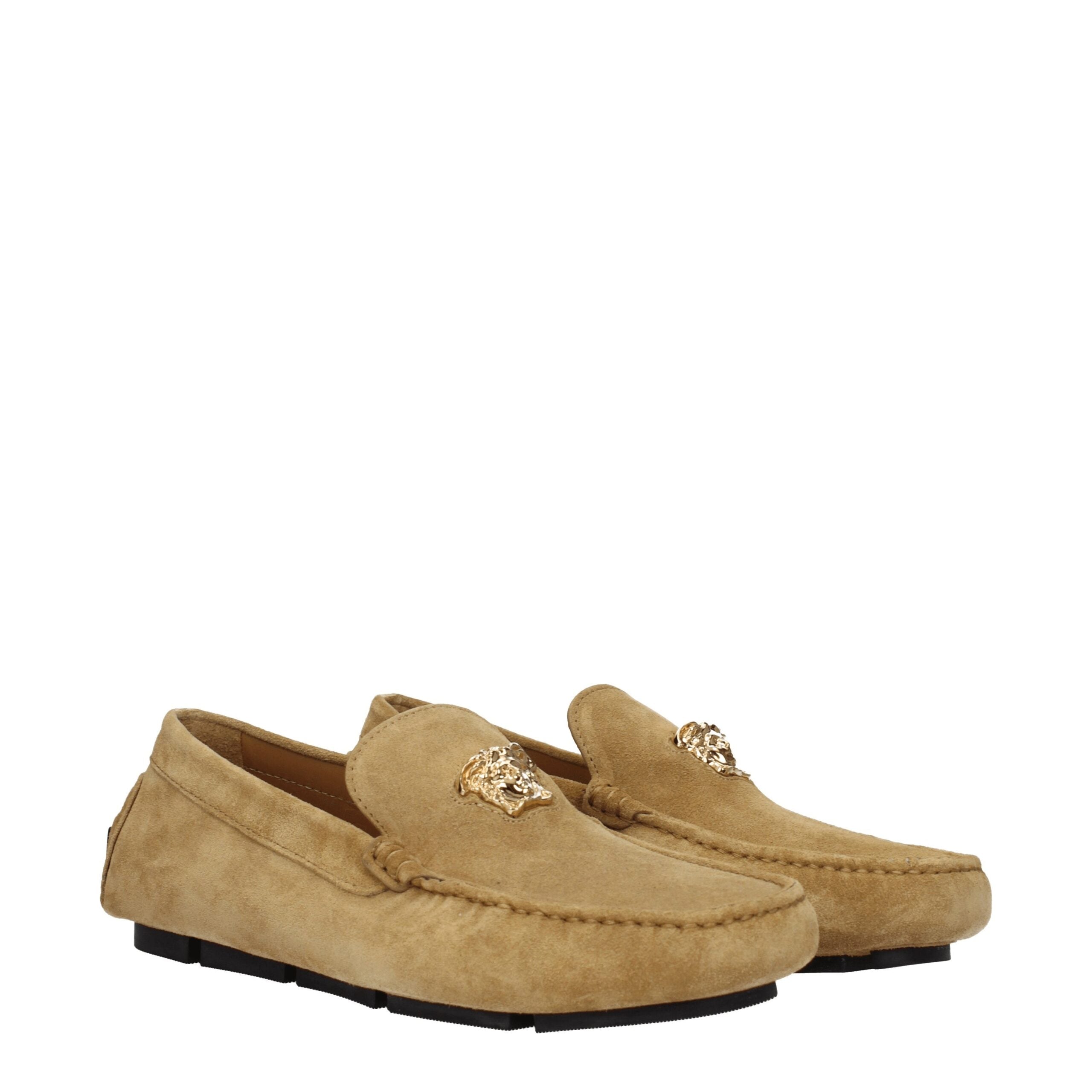 Versace Beige Leather Slip-On Men's Loafers