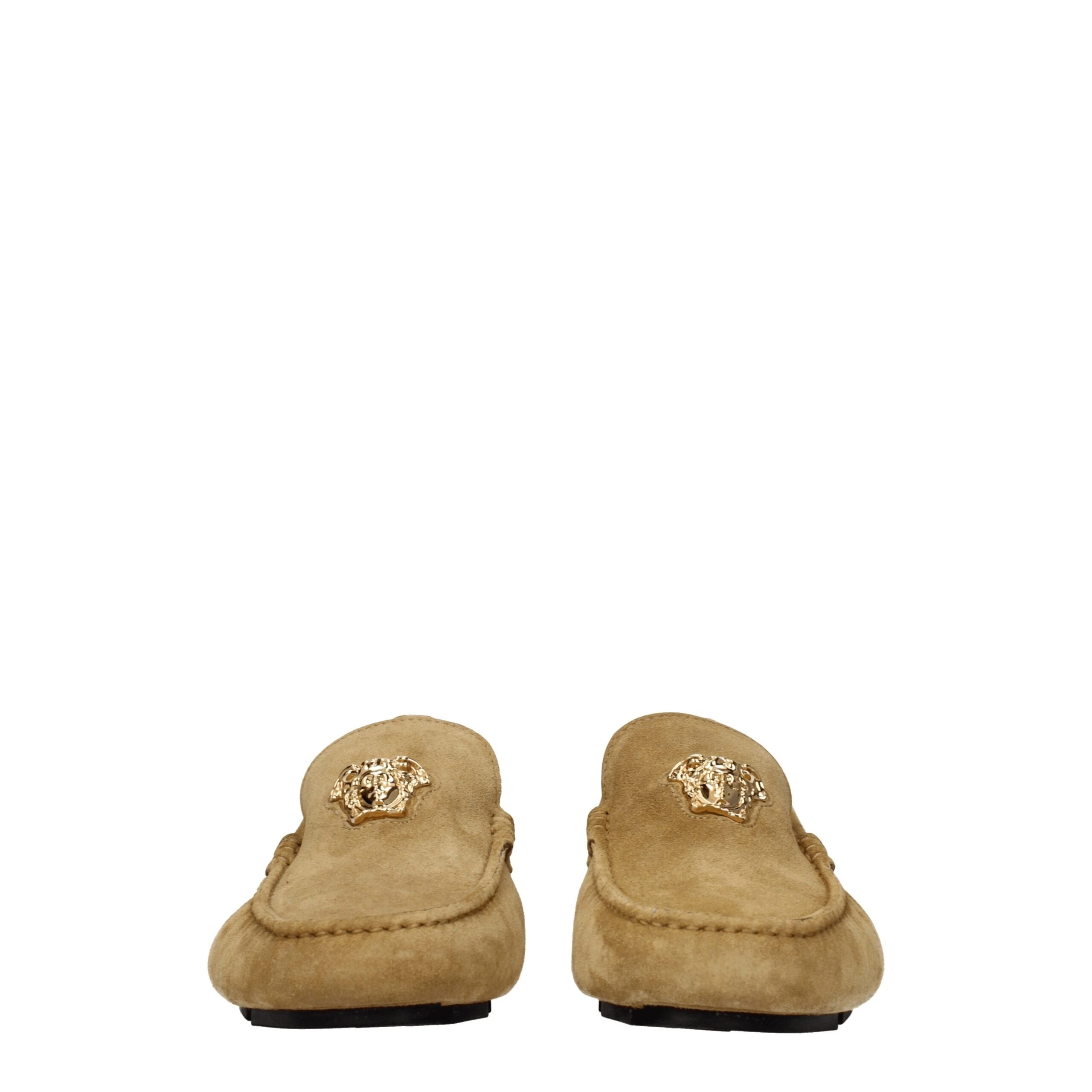 Versace Beige Leather Slip-On Men's Loafers