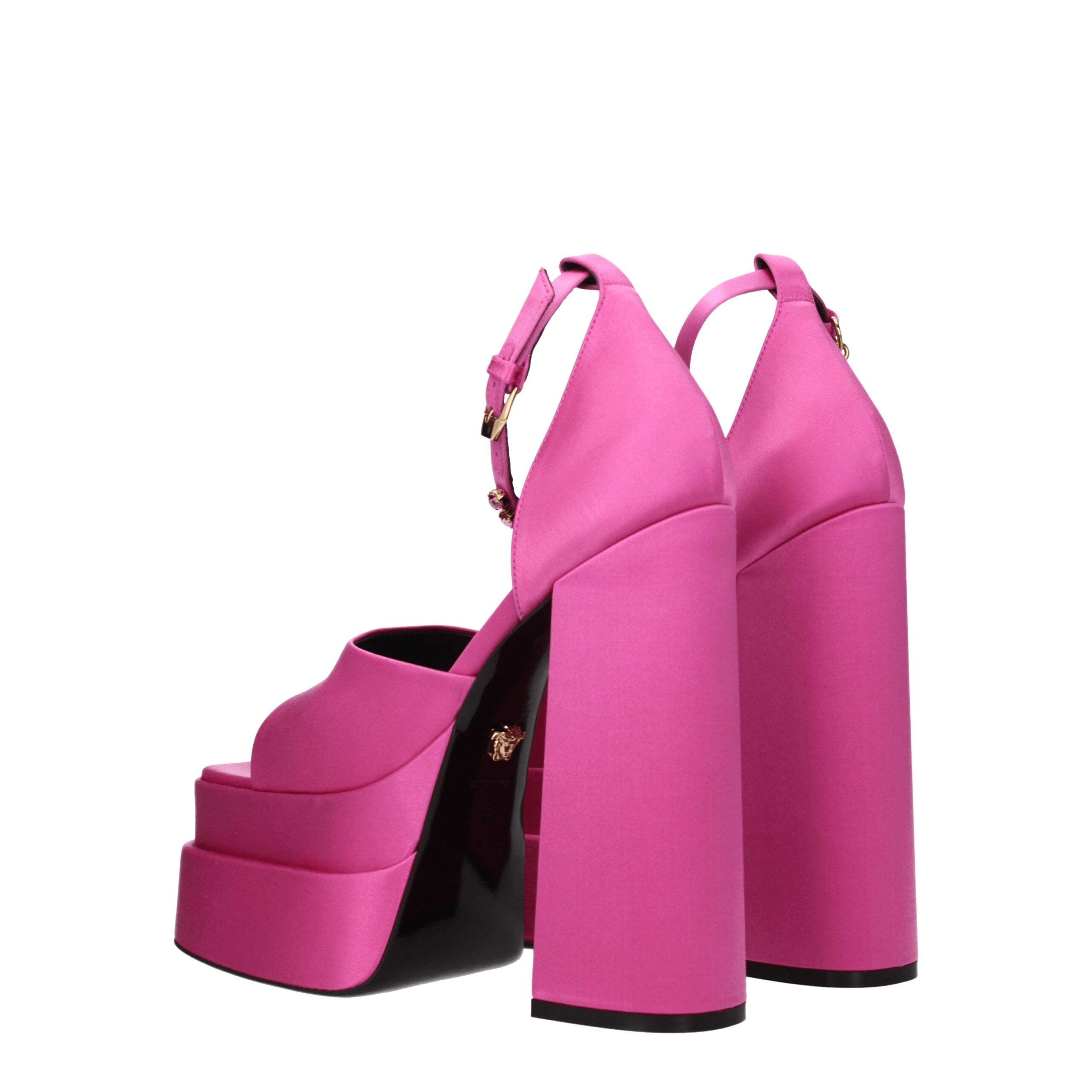 Versace Pink Satin Platform Women's Sandals