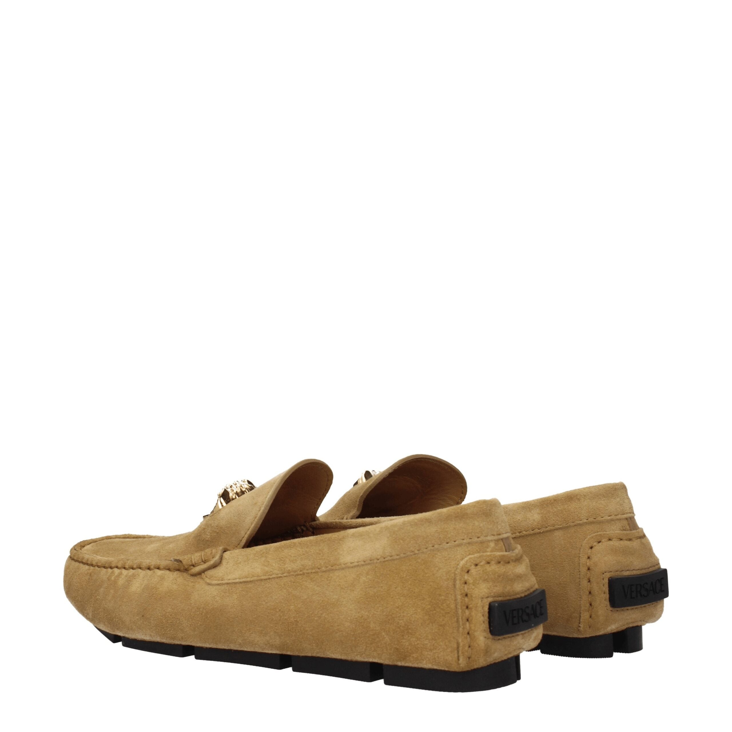 Versace Beige Leather Slip-On Men's Loafers