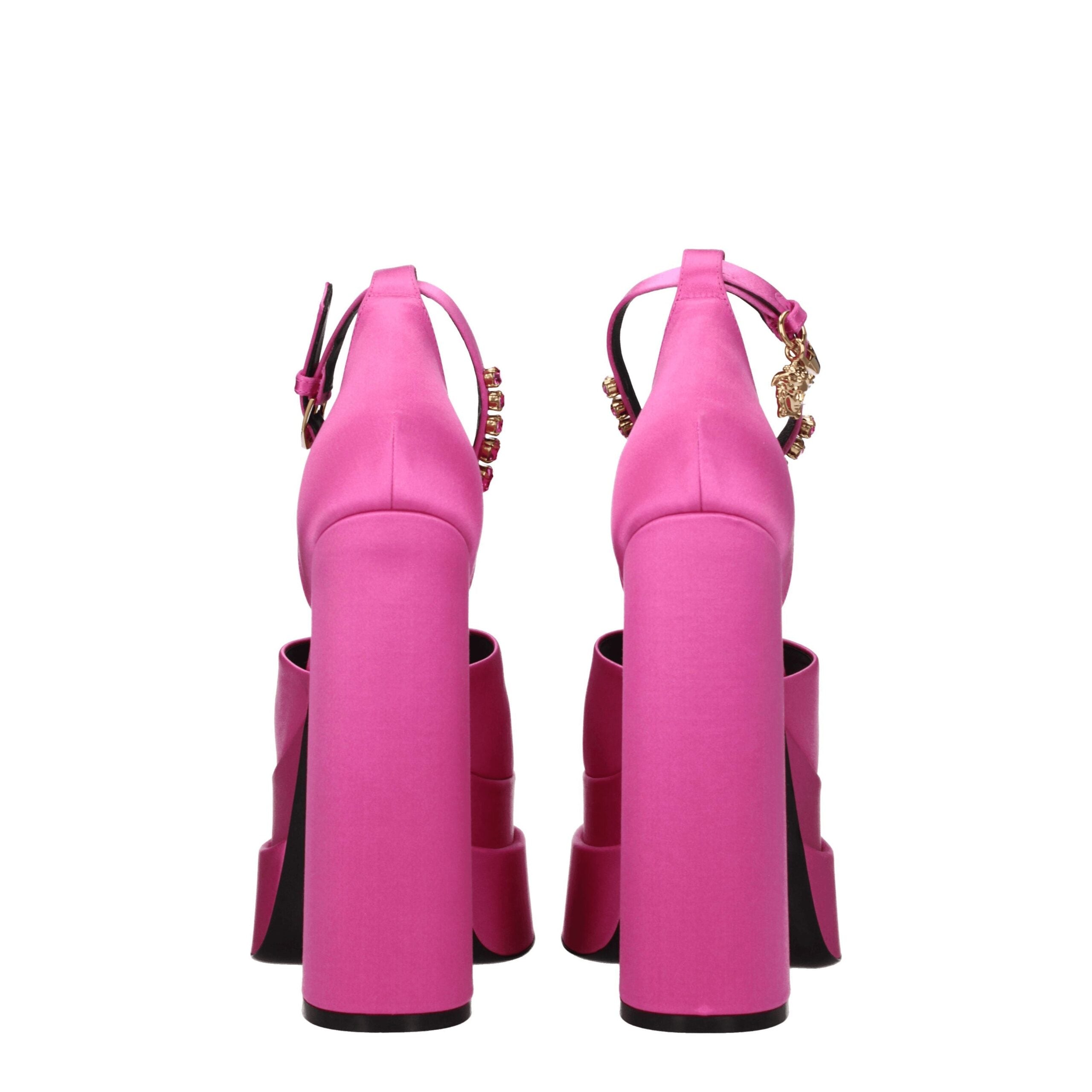 Versace Pink Satin Platform Women's Sandals
