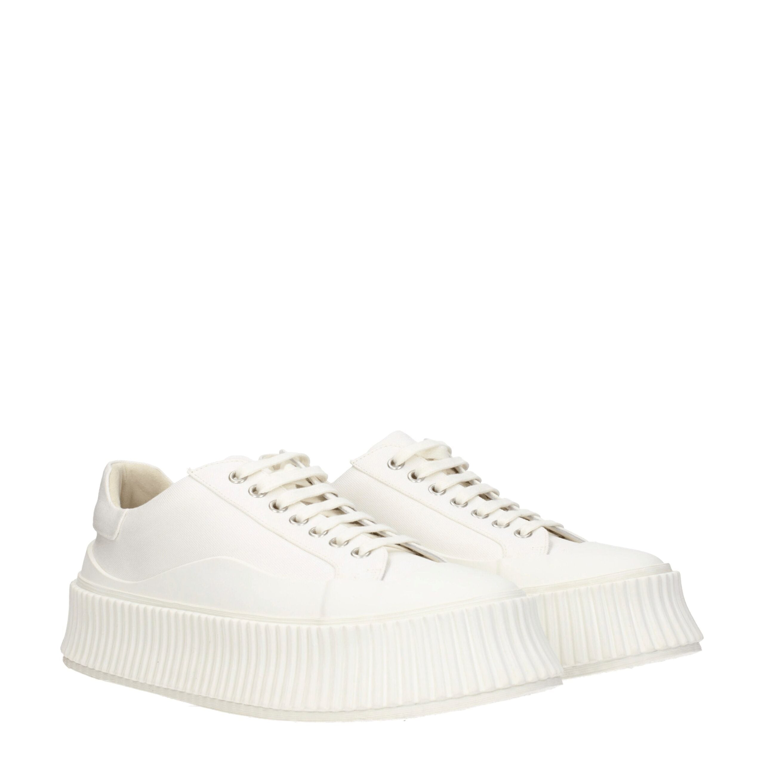 Jil Sander White Fabric Platform Men's Sneakers