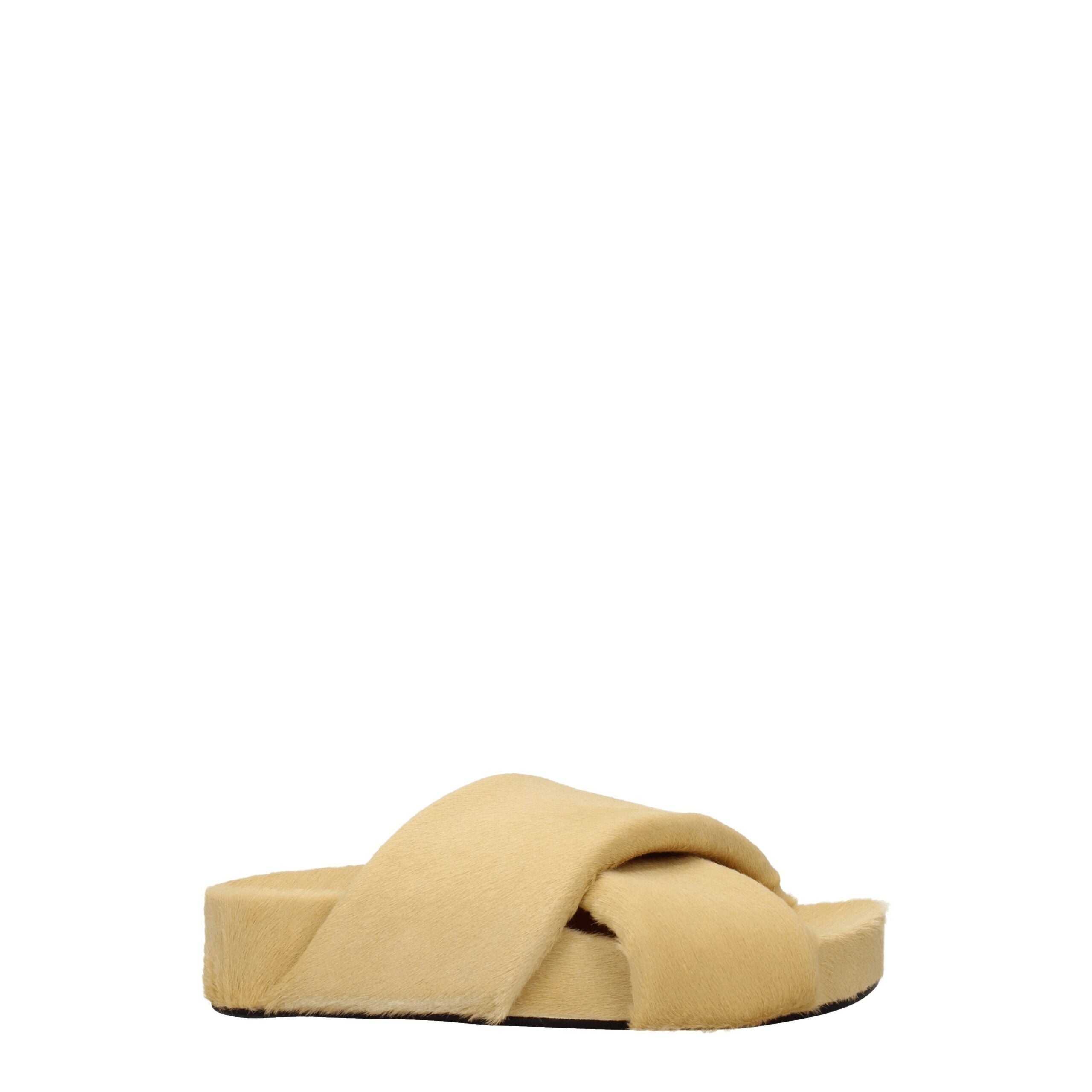 Jil Sander Beige Horsehair Women's Slippers