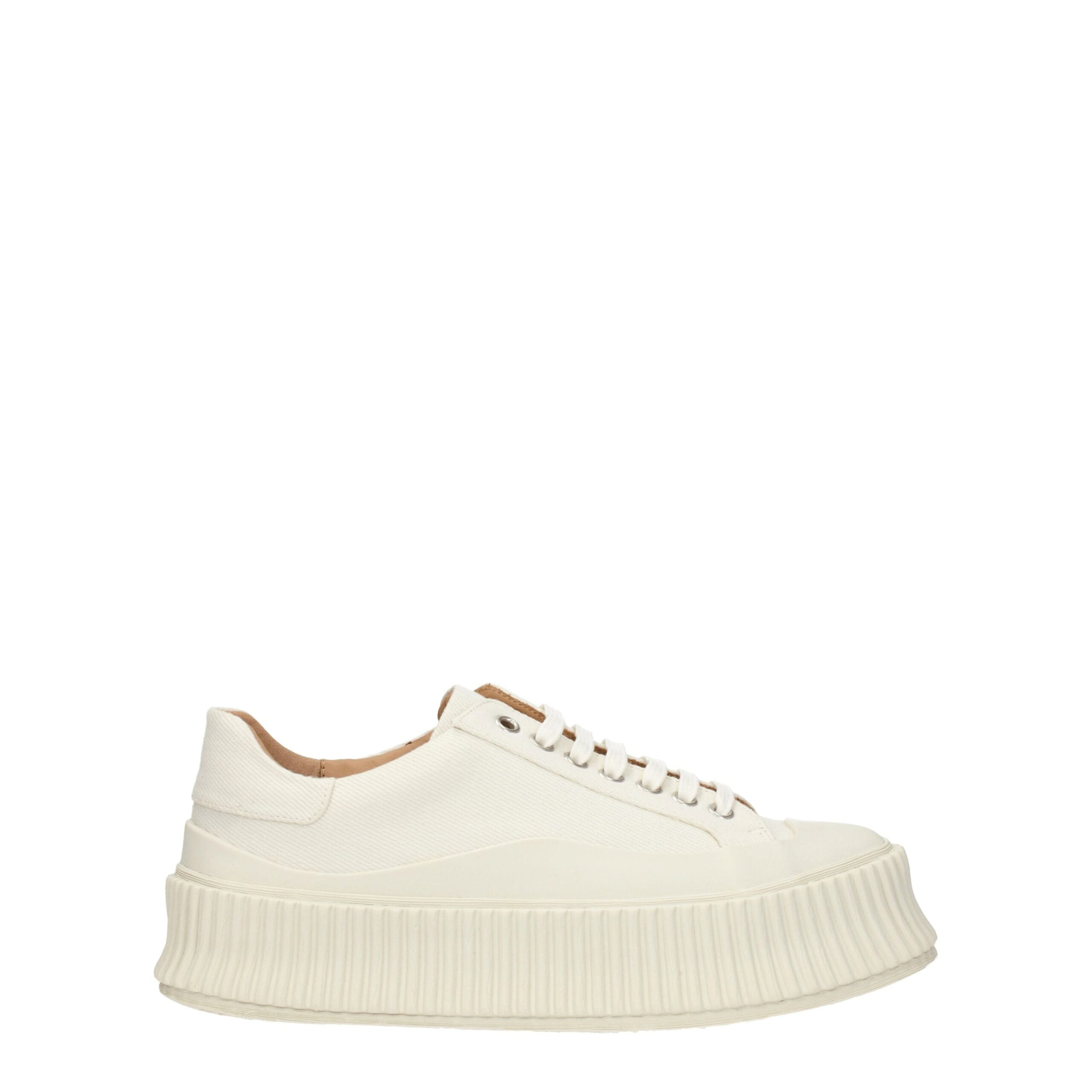 Jil Sander White Fabric Platform Women's Sneakers